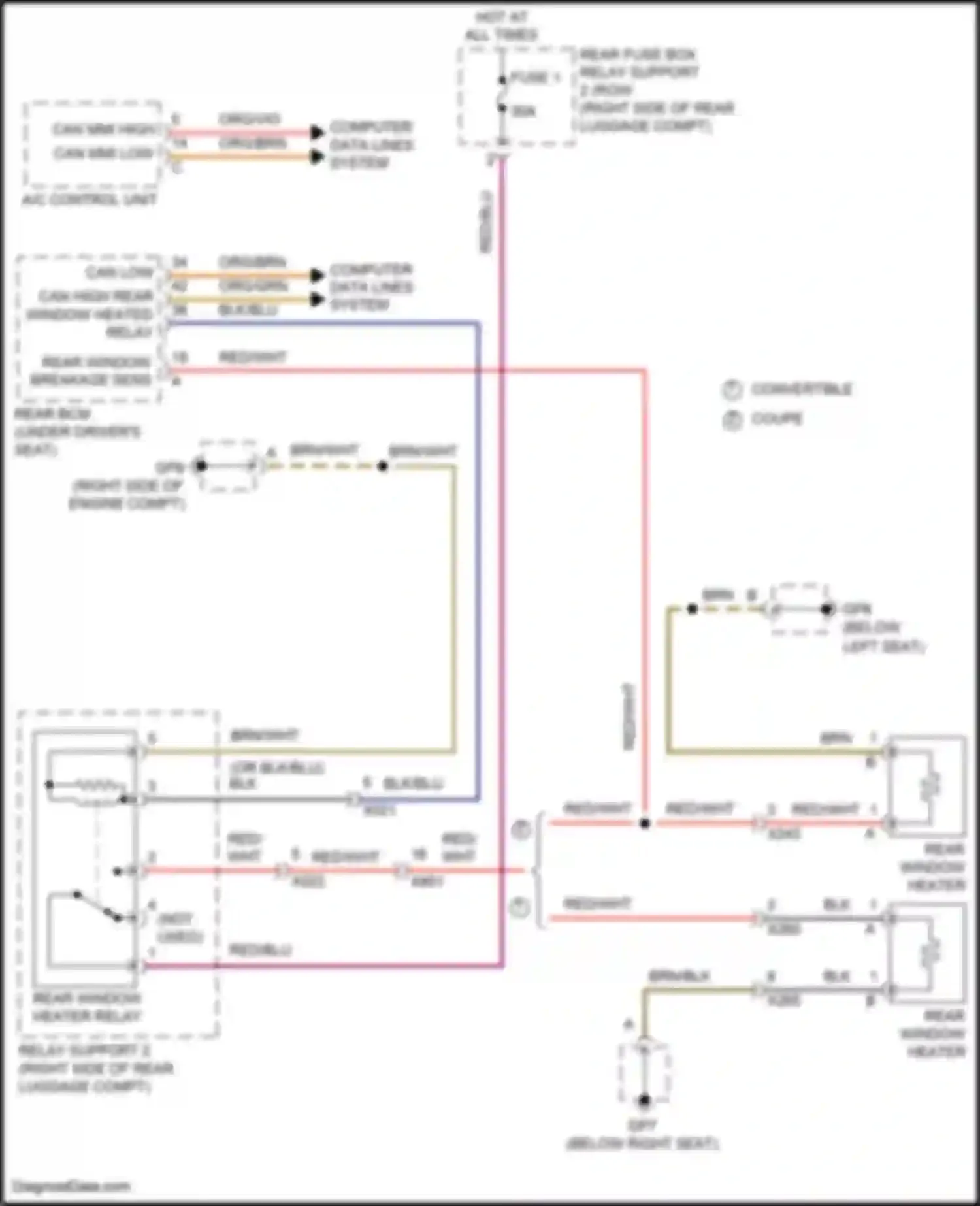 Wiring diagram rear window heater relay for Porsche Cayman GT4 982 (2019-2024)