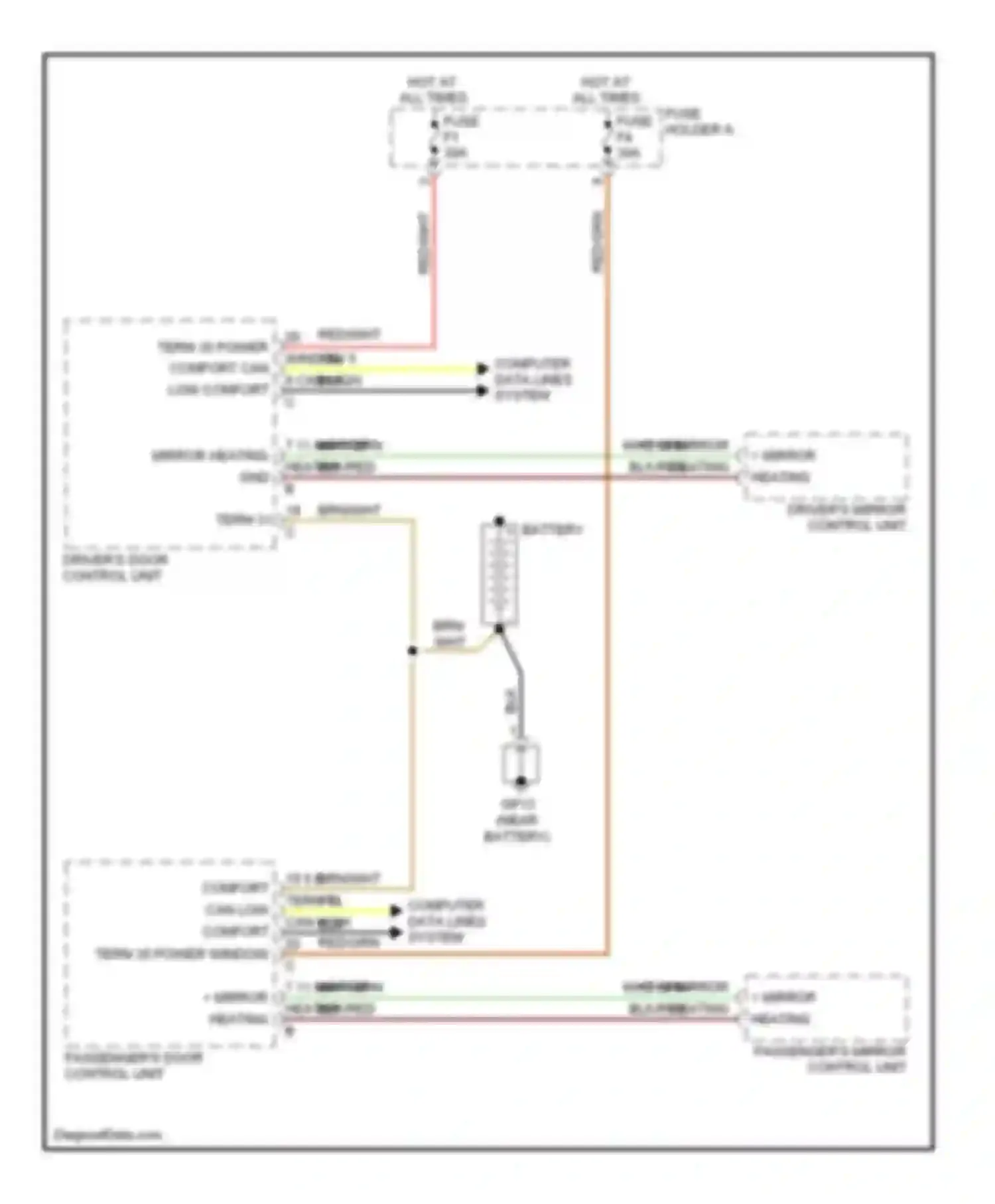 Wiring diagram driver's mirror control unit for Porsche Cayman 987 facelift (2009-2012) (2 of 4)
