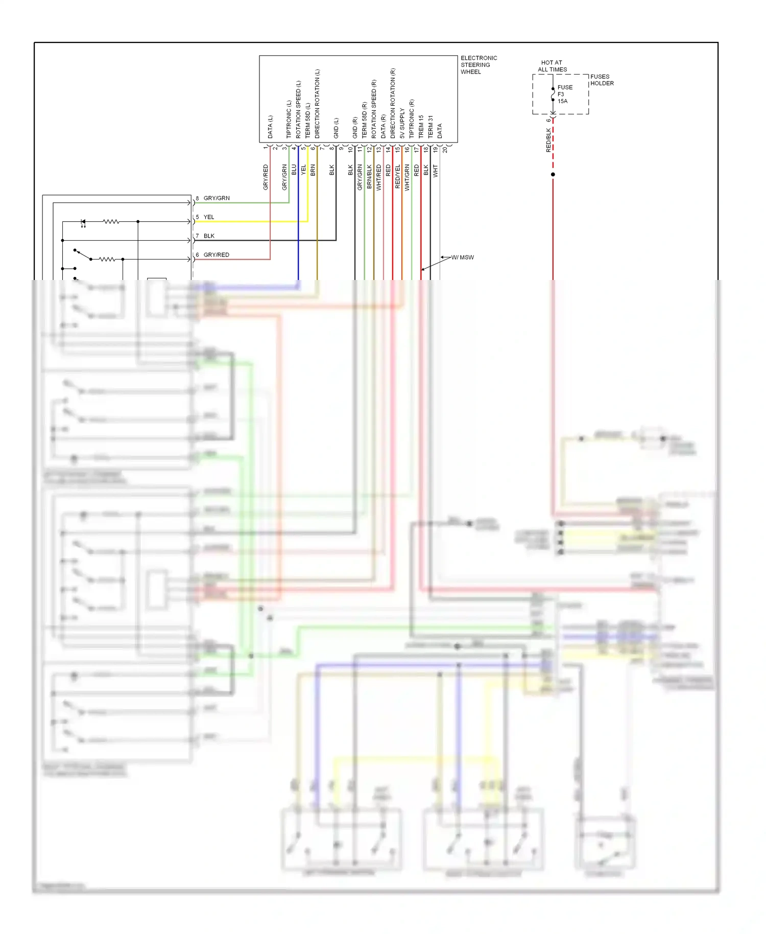 Porsche Cayman 987 facelift (2009-2012) right tiptronic (steering column w/ multi-function) wiring diagram  (1 of 1)