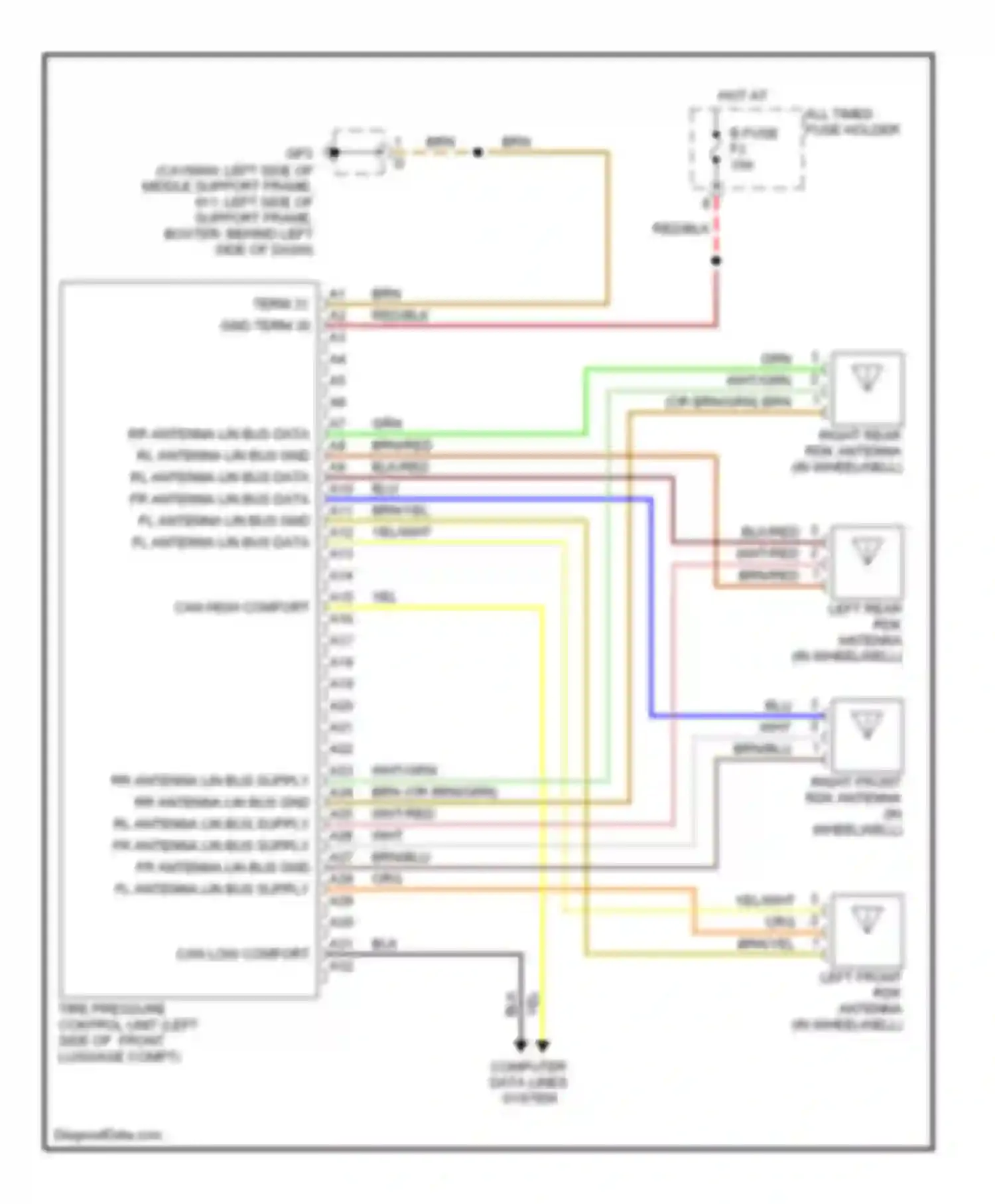 Cayman Porsche 987 (2005-2009): Tire pressure monitoring circuit