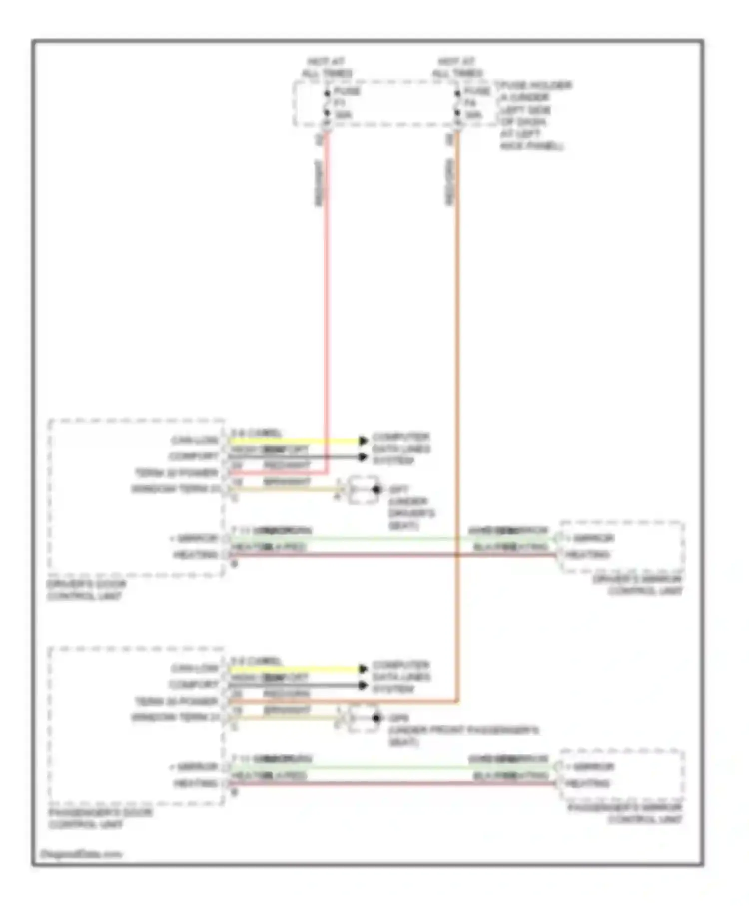 Wiring diagram 12 15 mirror heating + mirror heating - for Porsche Cayman 987 (2005-2009) (1 of 1)