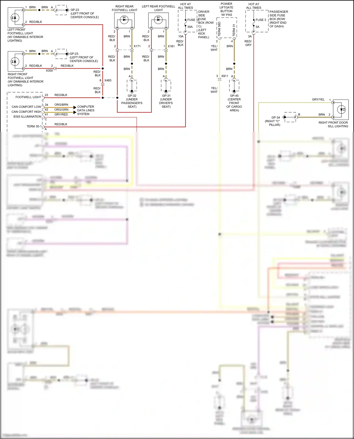 Porsche Macan S I facelift 2 (2021-2024) w/ basic interior lighting wiring diagram  (1 of 3)