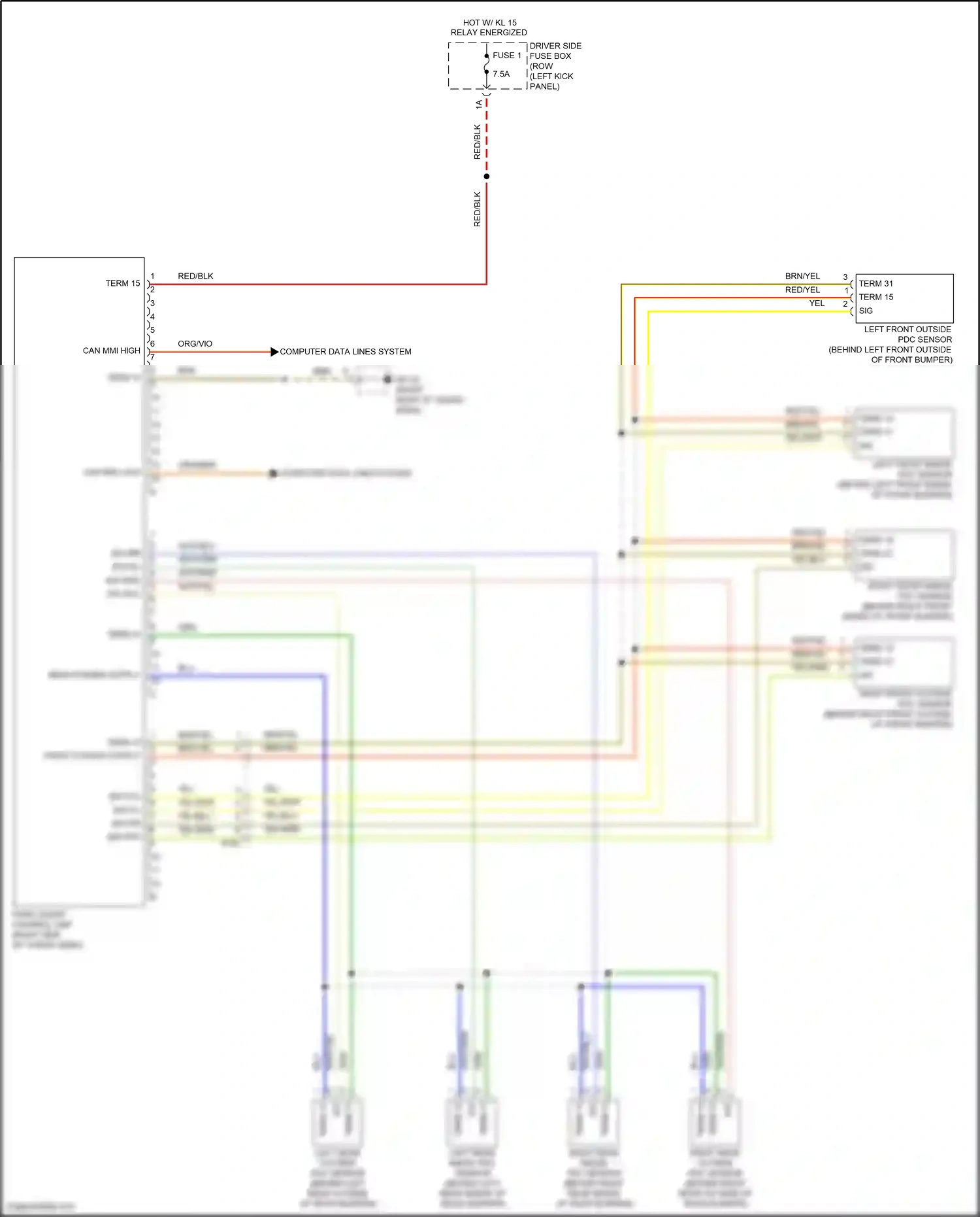 Porsche Macan S I facelift (2018-2021) left front inside pdc sensor wiring diagram  (1 of 1)