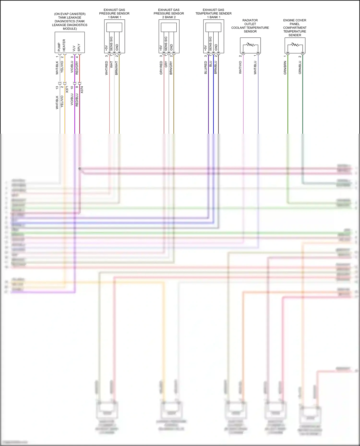 Porsche Macan Turbo I facelift (2018-2021) engine cover panel compartment temperature sender wiring diagram  (1 of 2)
