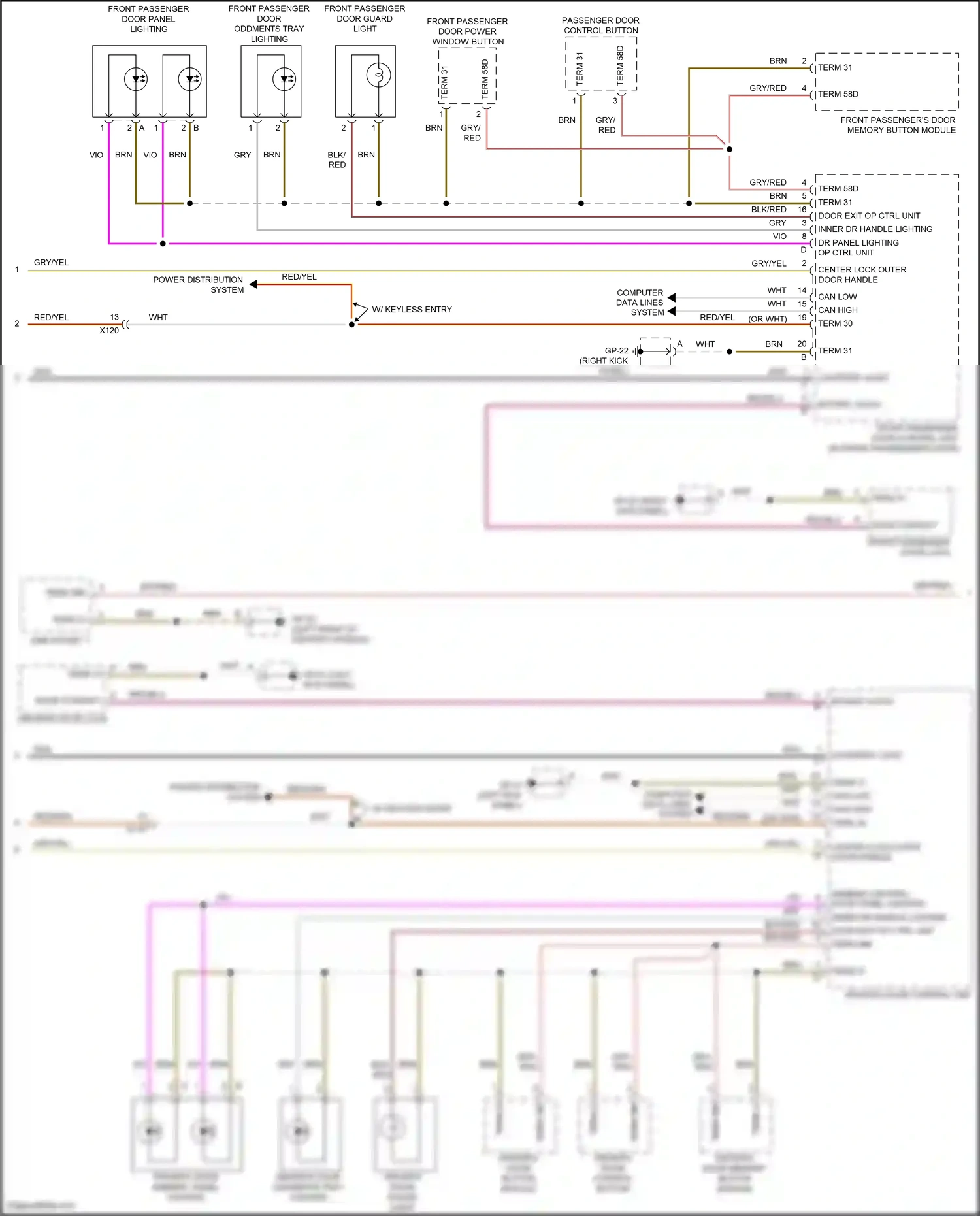 Porsche Macan Turbo I facelift (2018-2021) front passenger's door memory button module wiring diagram  (1 of 1)