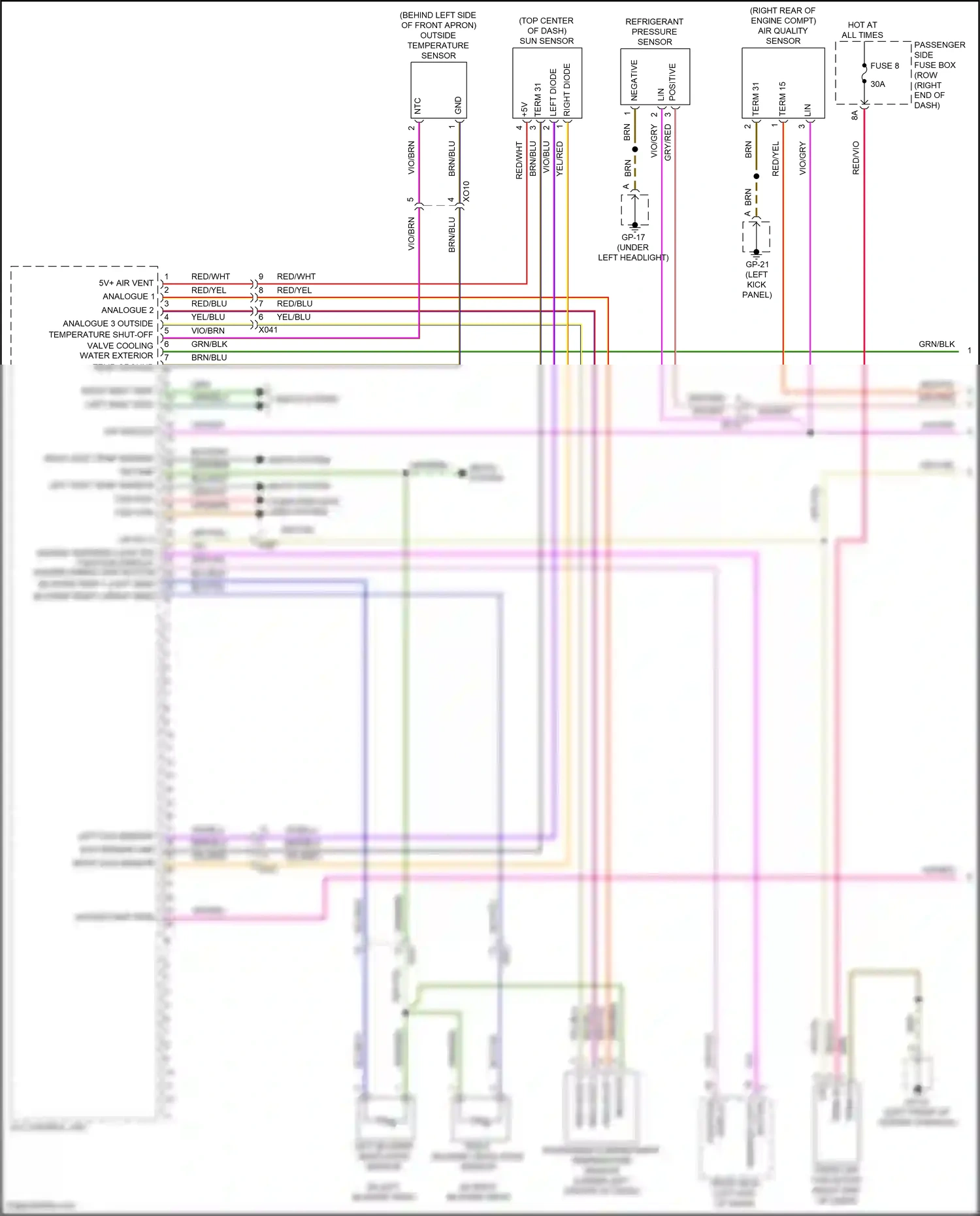 Porsche Macan Turbo I facelift (2018-2021) right blower ventilation sensor wiring diagram  (1 of 1)