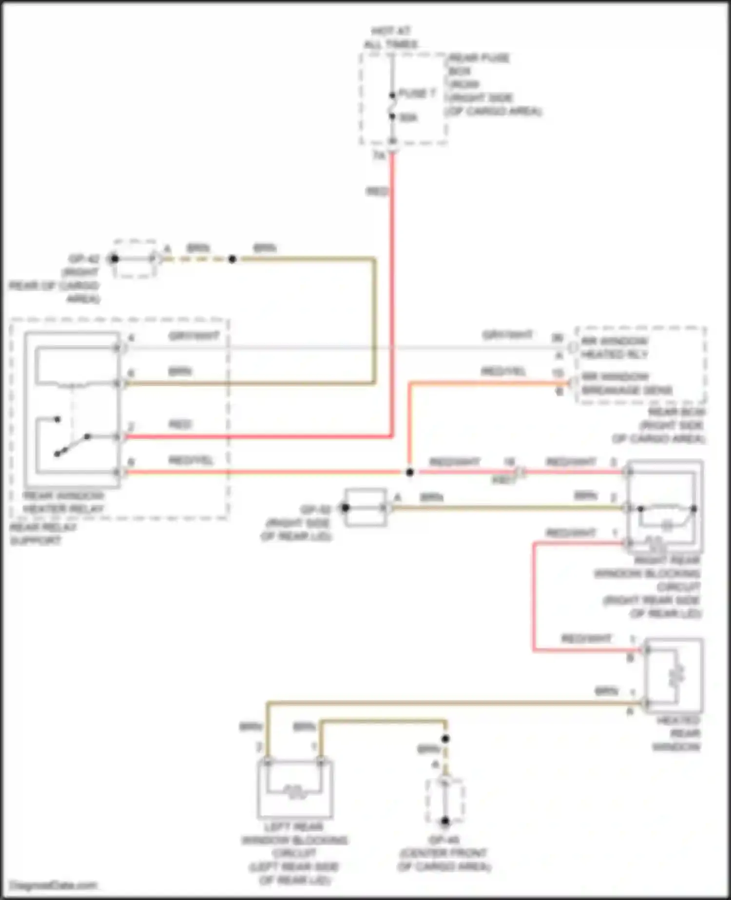 Wiring diagram left rear window blocking circuit for Porsche Macan Turbo I (2014-2019)