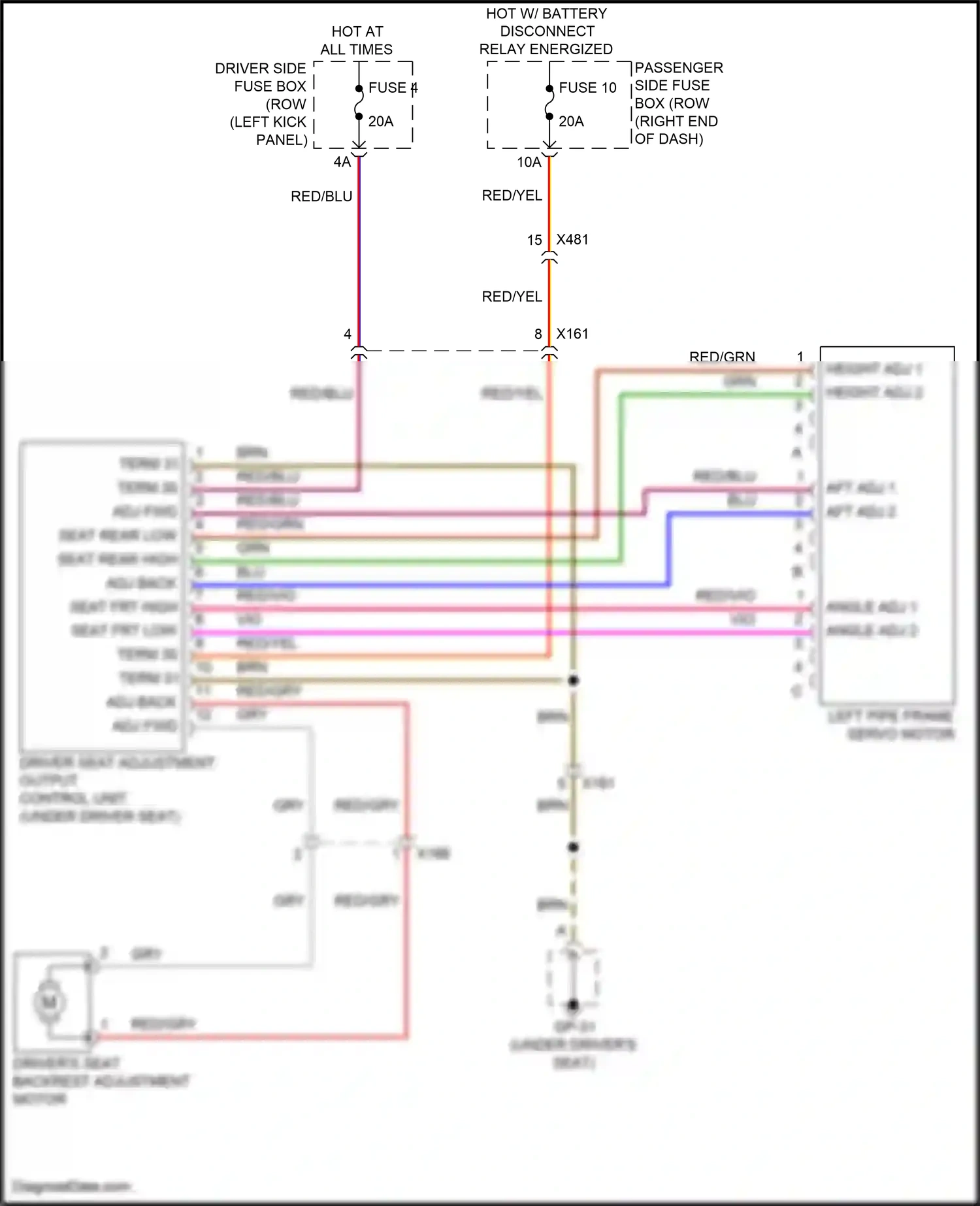 Wiring diagram adj back for Porsche Macan I facelift 2 (2021-2024) (1 of 2)