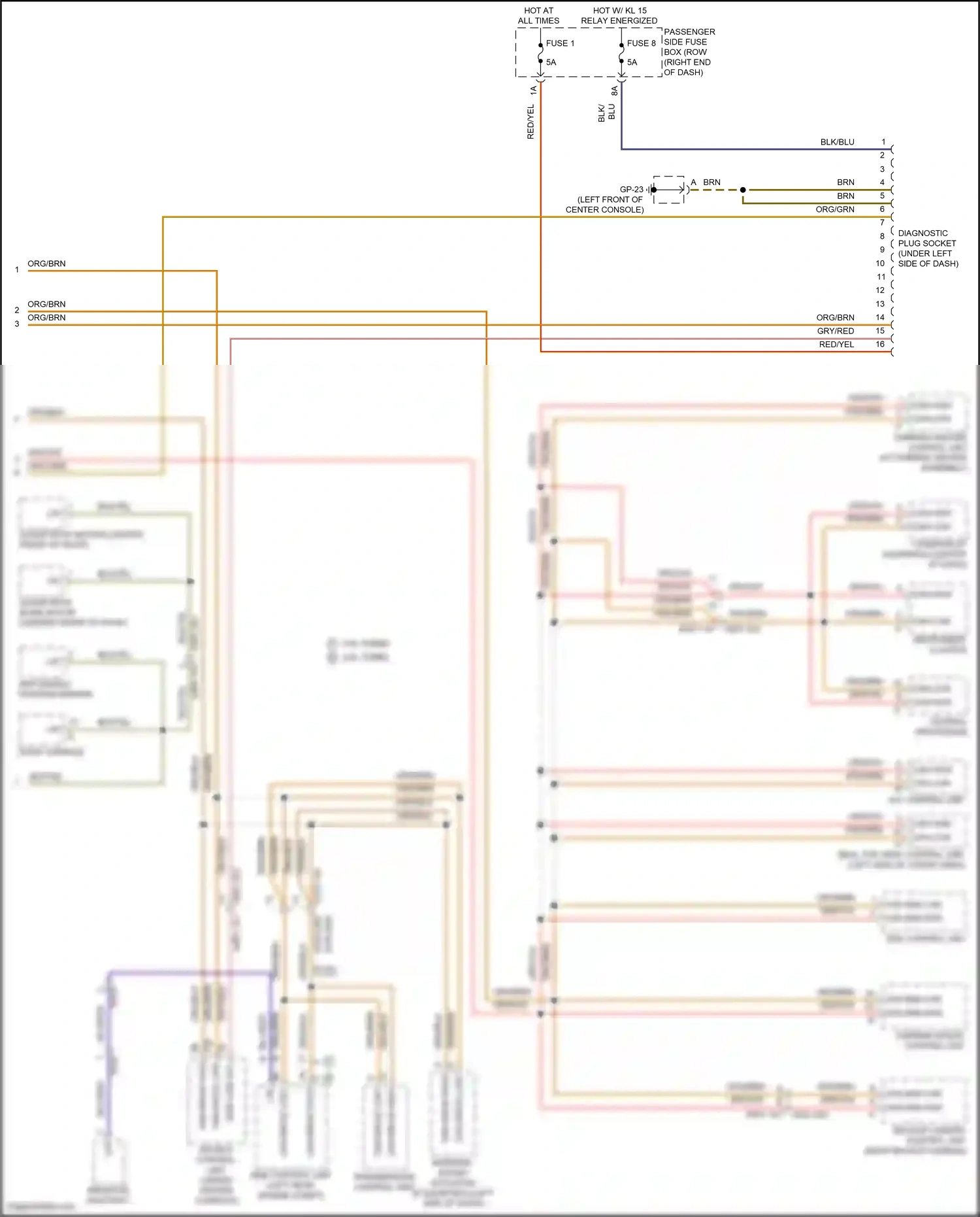 Wiring diagram diagnostic plug socket for Porsche Macan I facelift 2 (2021-2024) (1 of 4)