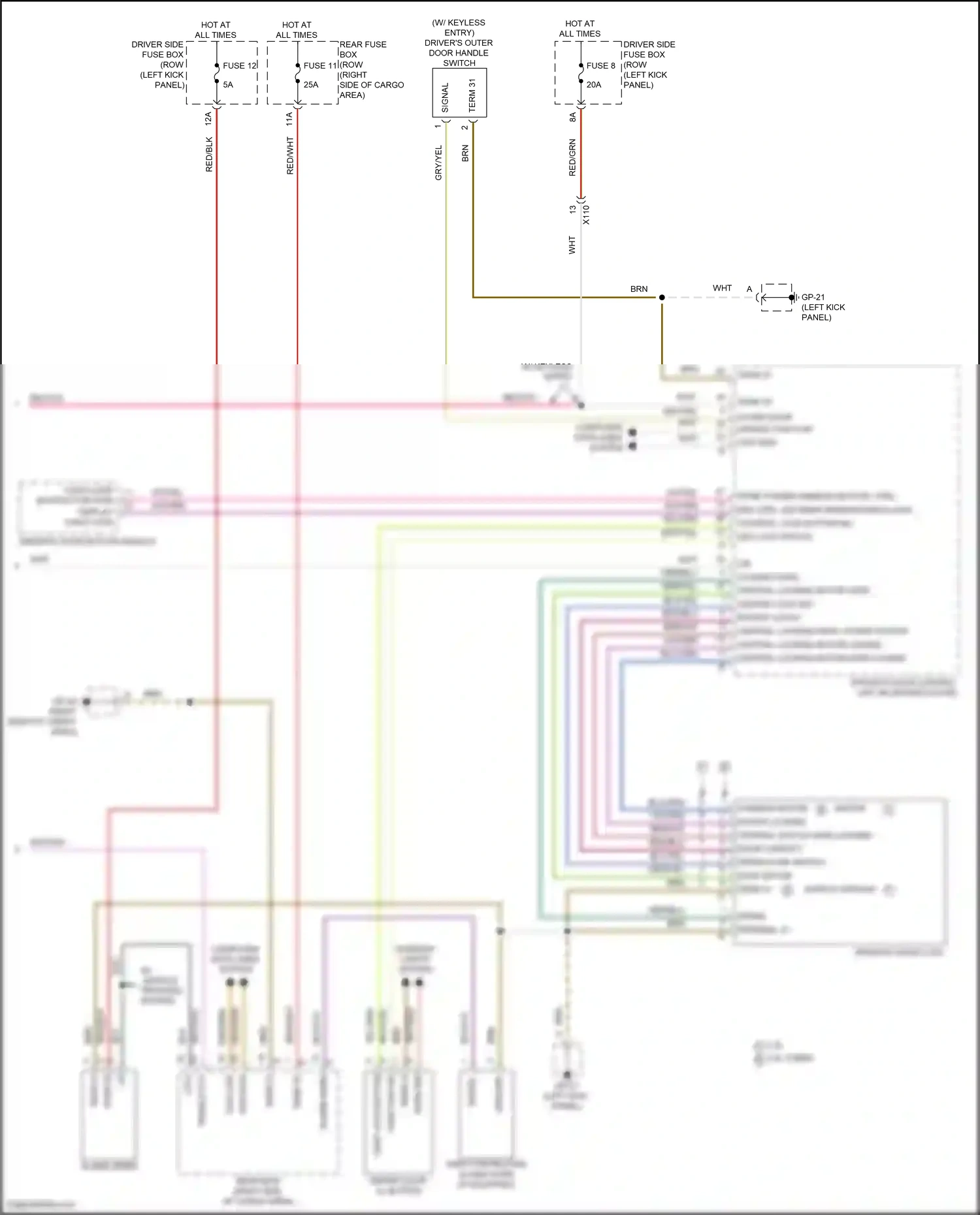 Wiring diagram driver's door button module for Porsche Macan I facelift 2 (2021-2024) (1 of 6)