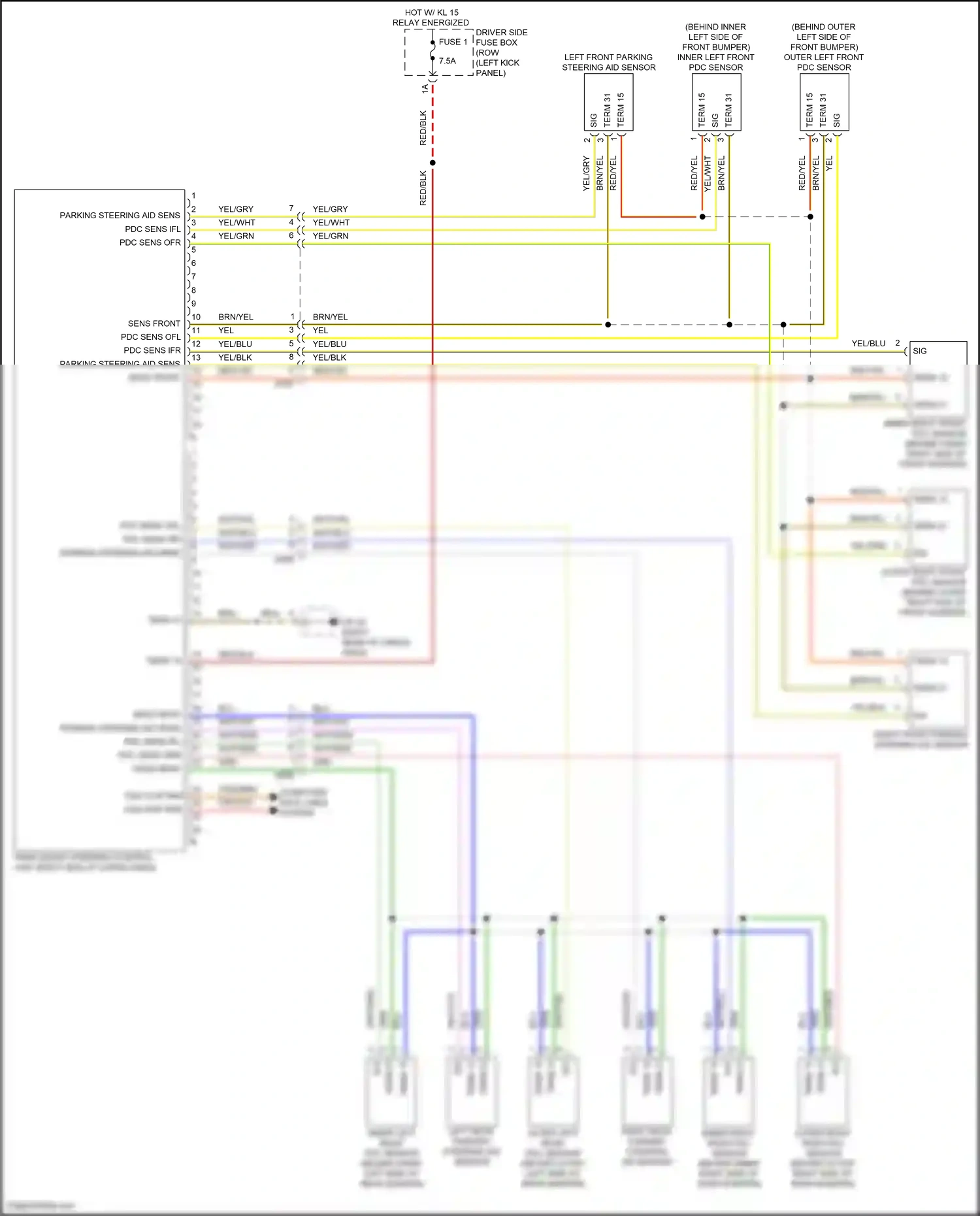 Wiring diagram inner left front pdc sensor for Porsche Macan I facelift 2 (2021-2024) (1 of 1)