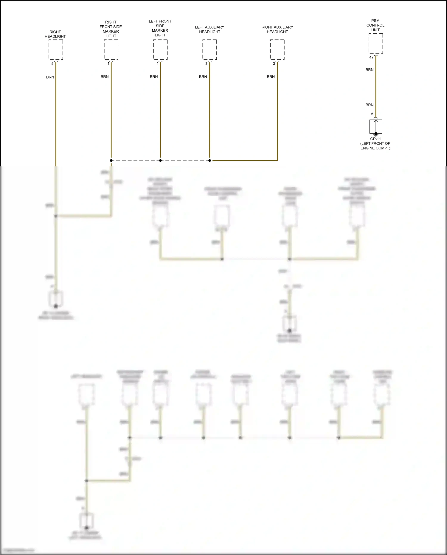 Wiring diagram left auxiliary headlight for Porsche Macan I facelift 2 (2021-2024) (2 of 2)
