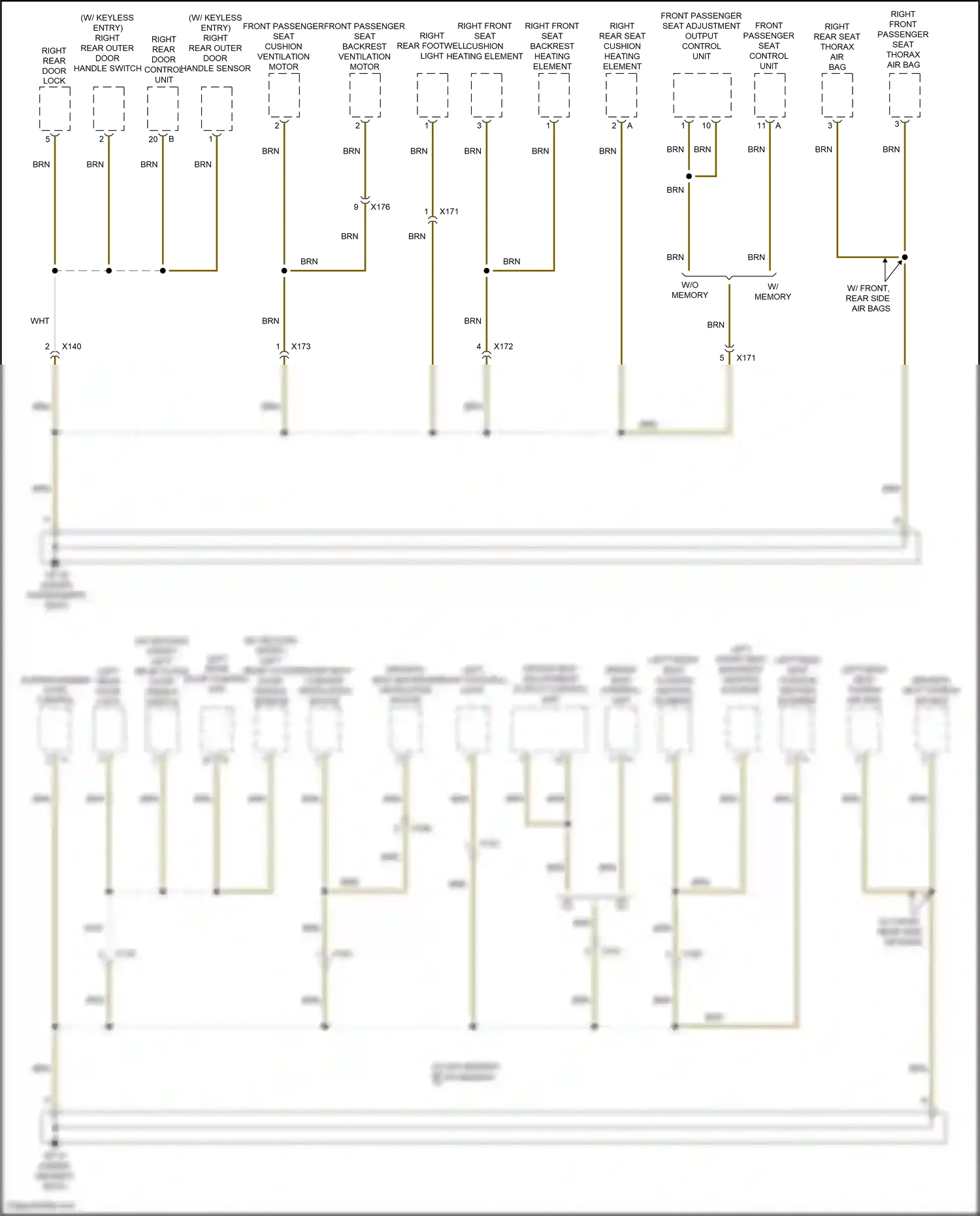 Wiring diagram left front seat backrest heating element for Porsche Macan I facelift 2 (2021-2024) (2 of 2)
