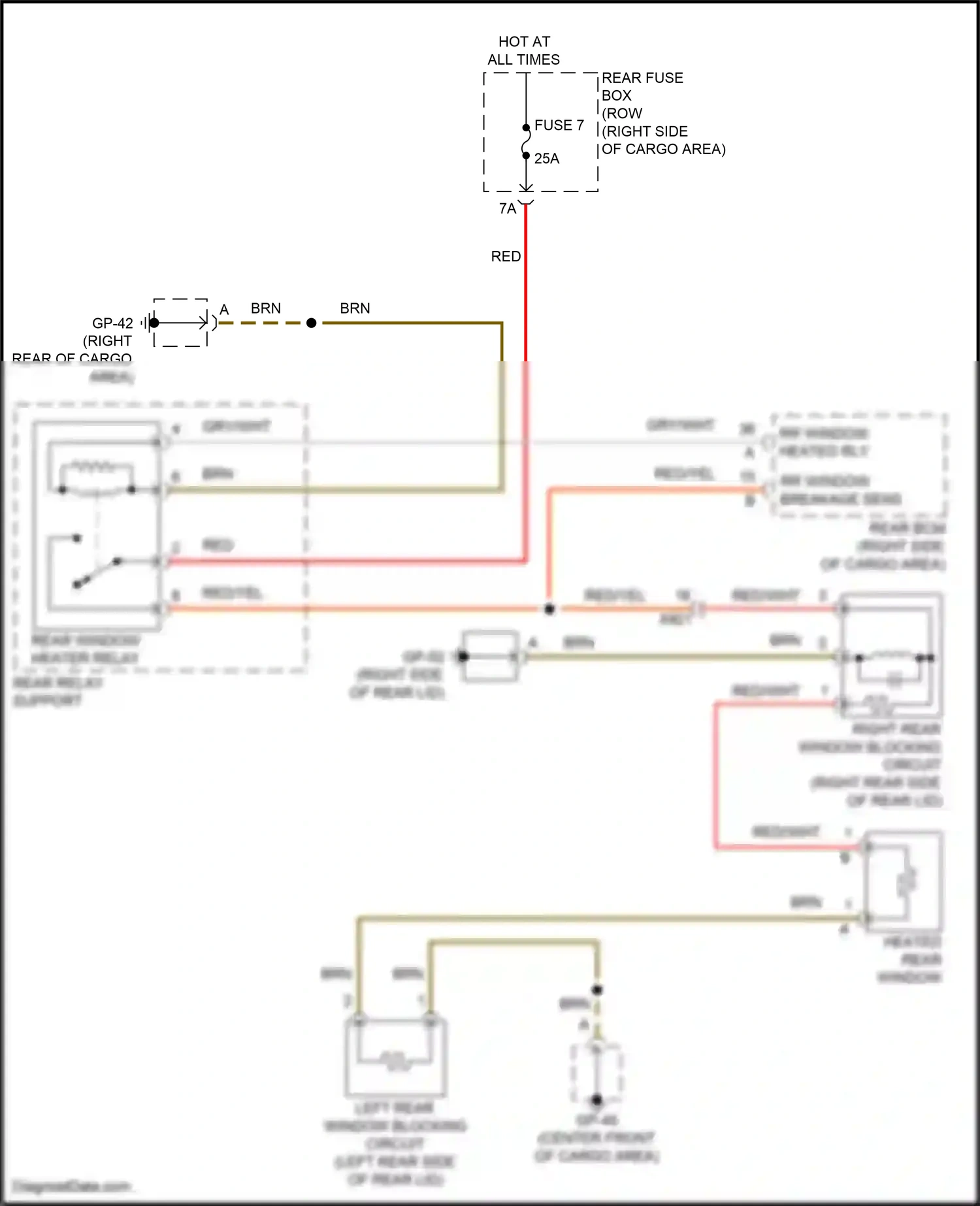 Wiring diagram left rear window blocking circuit for Porsche Macan I facelift 2 (2021-2024) (1 of 2)