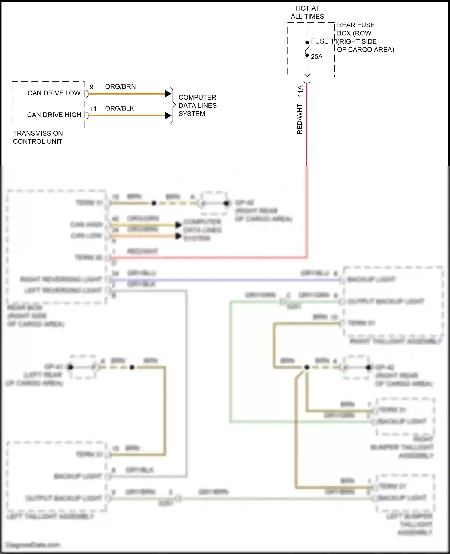 Wiring diagram output backup light for Porsche Macan I facelift 2 (2021-2024) (1 of 3)