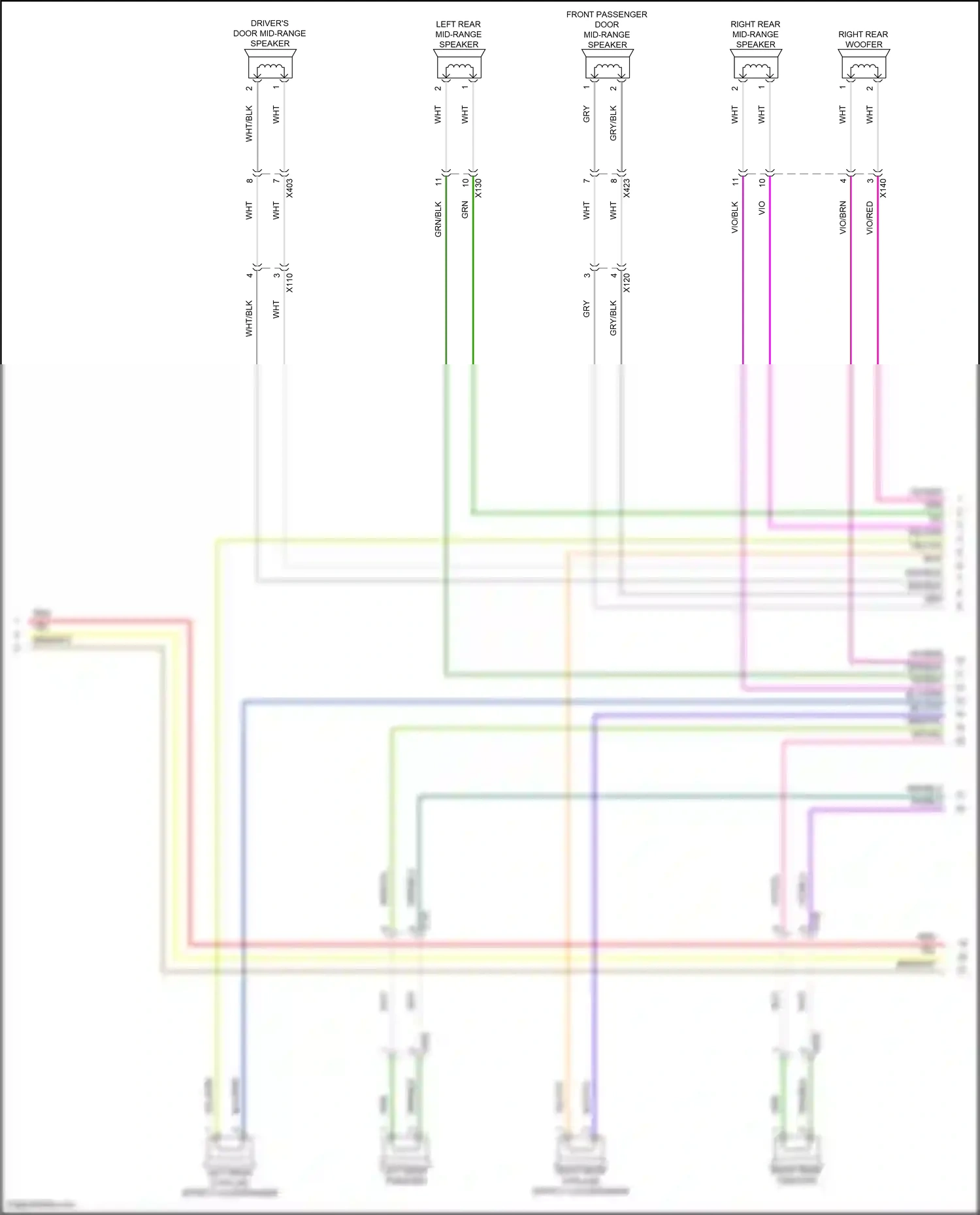 Wiring diagram right rear mid-range speaker for Porsche Macan I facelift 2 (2021-2024) (1 of 2)