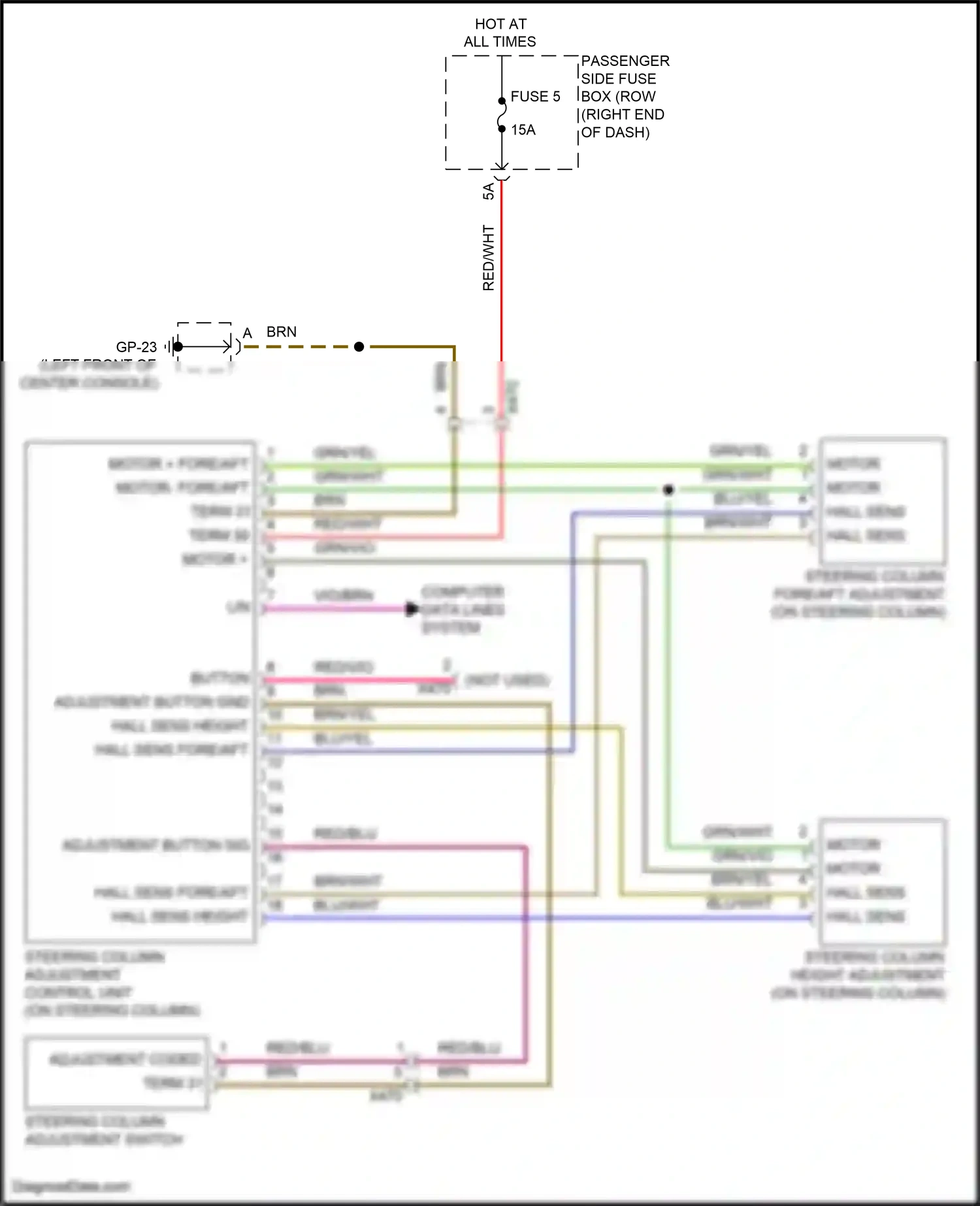 Wiring diagram steering column adjustment switch for Porsche Macan I facelift 2 (2021-2024) (1 of 2)