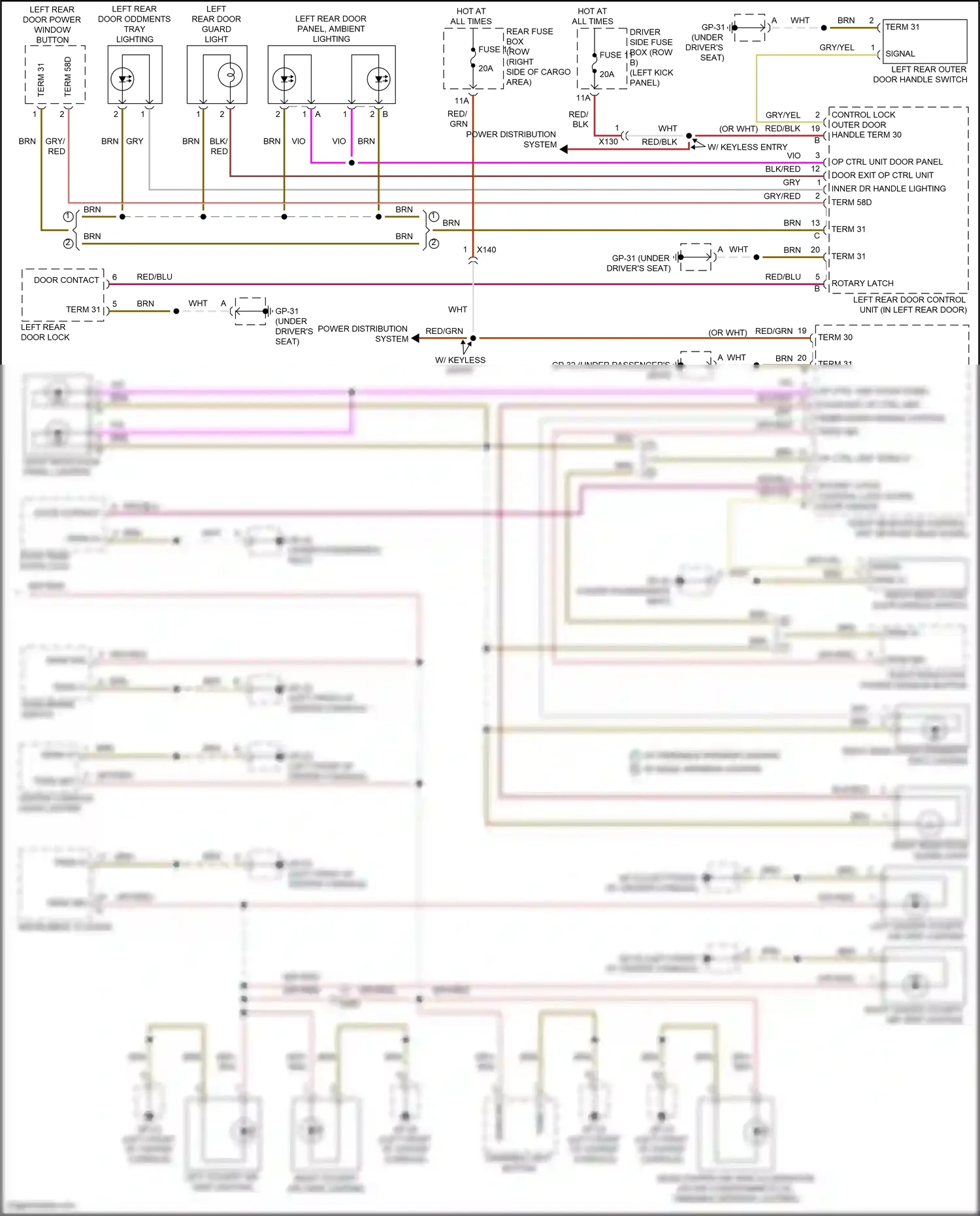 Wiring diagram w/ basic interior lighting for Porsche Macan I facelift 2 (2021-2024) (3 of 3)