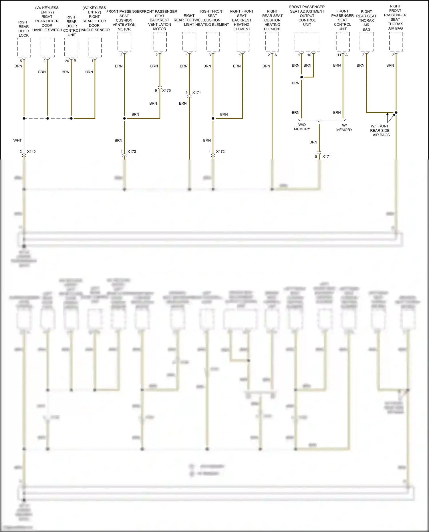 Wiring diagram front passenger seat control unit for Porsche Macan I facelift (2018-2021) (2 of 4)