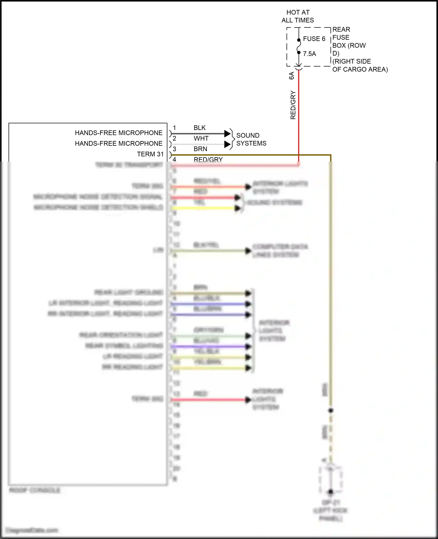 Wiring diagram lr reading light for Porsche Macan I facelift (2018-2021) (1 of 1)