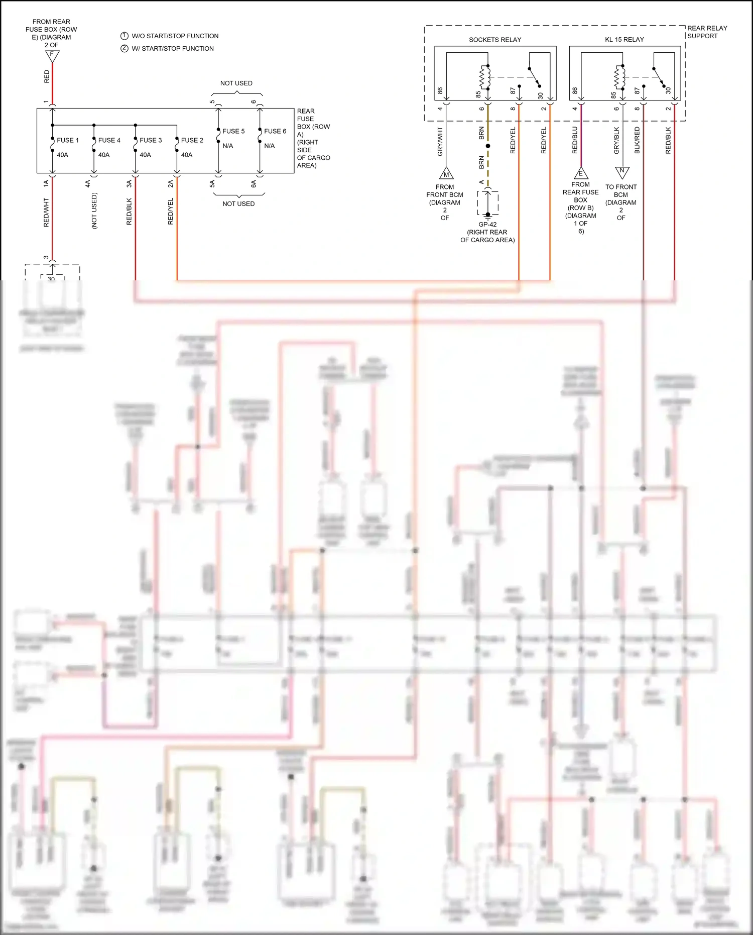 Wiring diagram w/o start/stop function w/ start/stop function for Porsche Macan I facelift (2018-2021) (1 of 2)