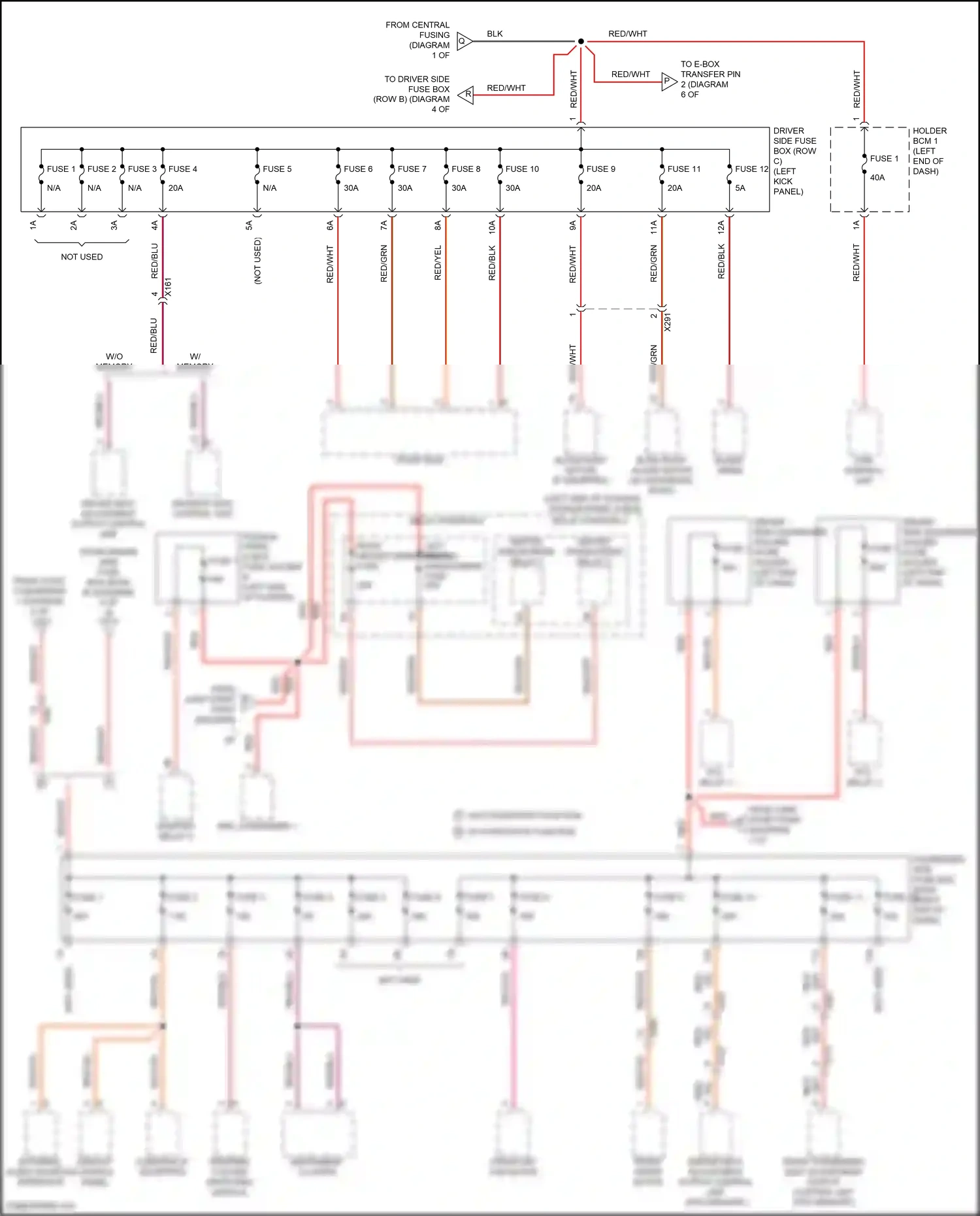 Wiring diagram w/o start/stop function w/ start/stop function for Porsche Macan I facelift (2018-2021) (2 of 2)