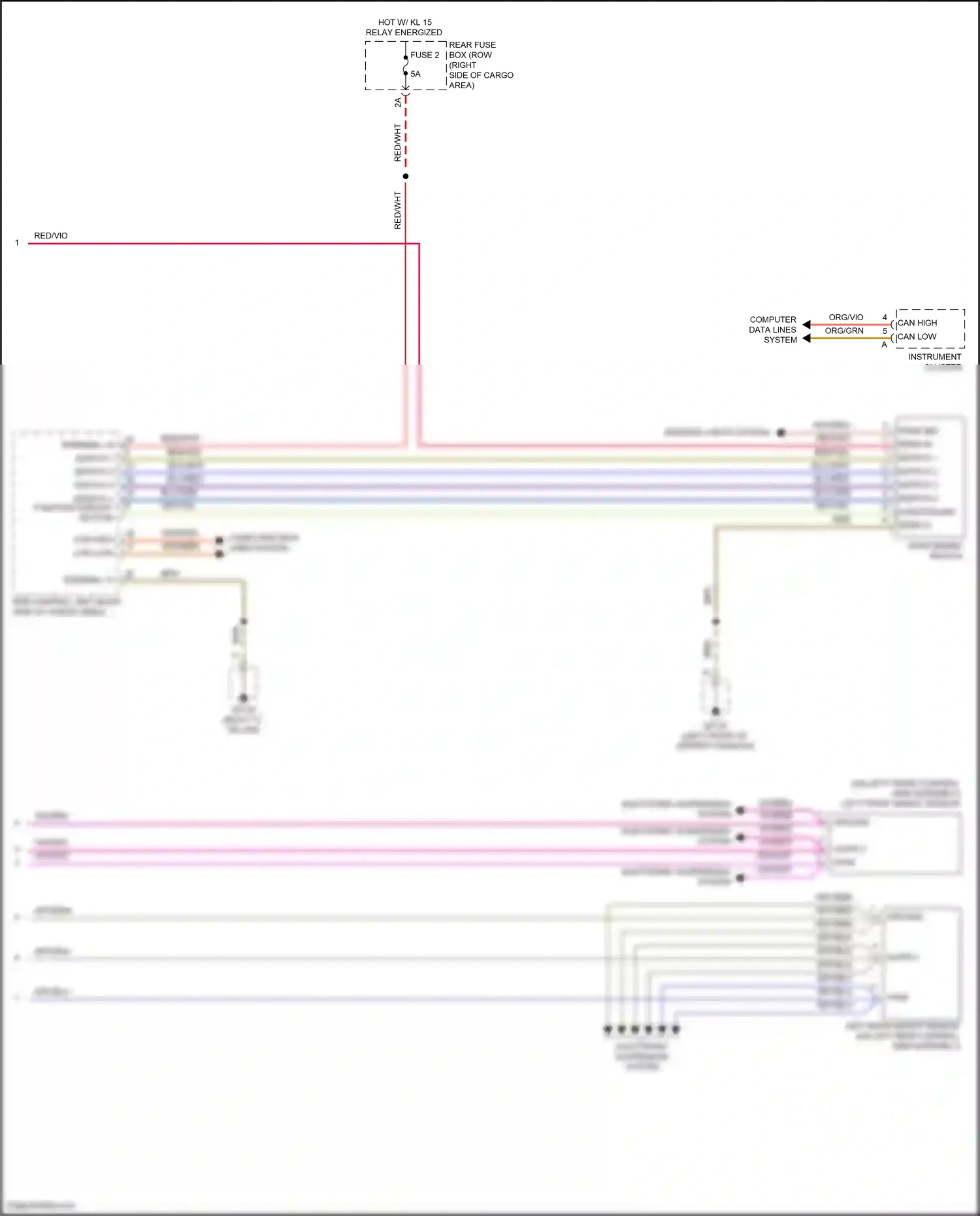 Wiring diagram electronic suspension system for Porsche Macan I (2014-2019) (2 of 2)