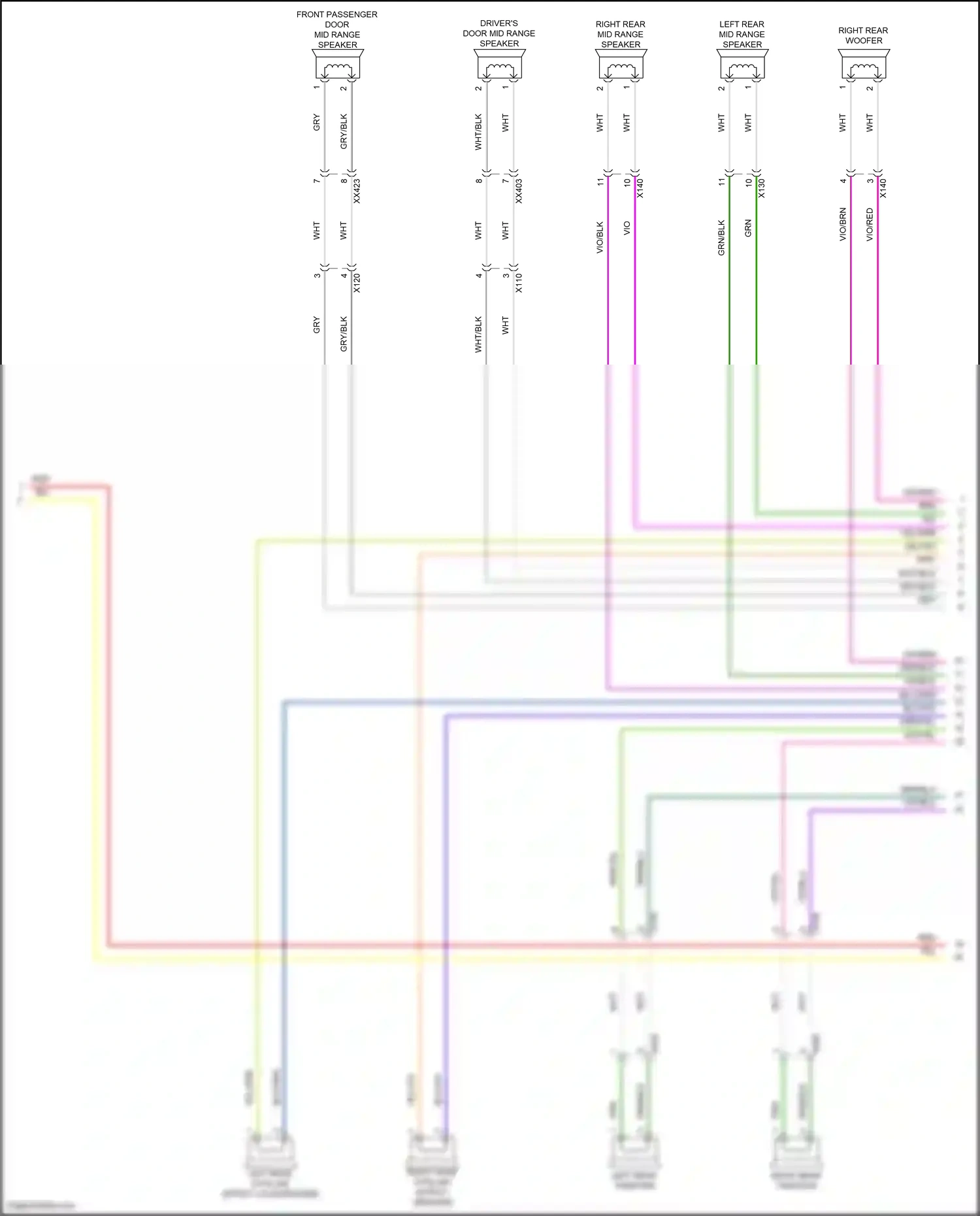 Wiring diagram left rear d-pillar effect loudspeaker for Porsche Macan I (2014-2019) (2 of 4)
