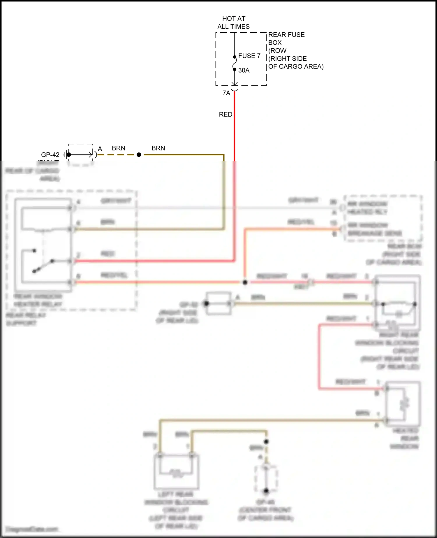 Wiring diagram left rear window blocking circuit for Porsche Macan I (2014-2019) (1 of 2)