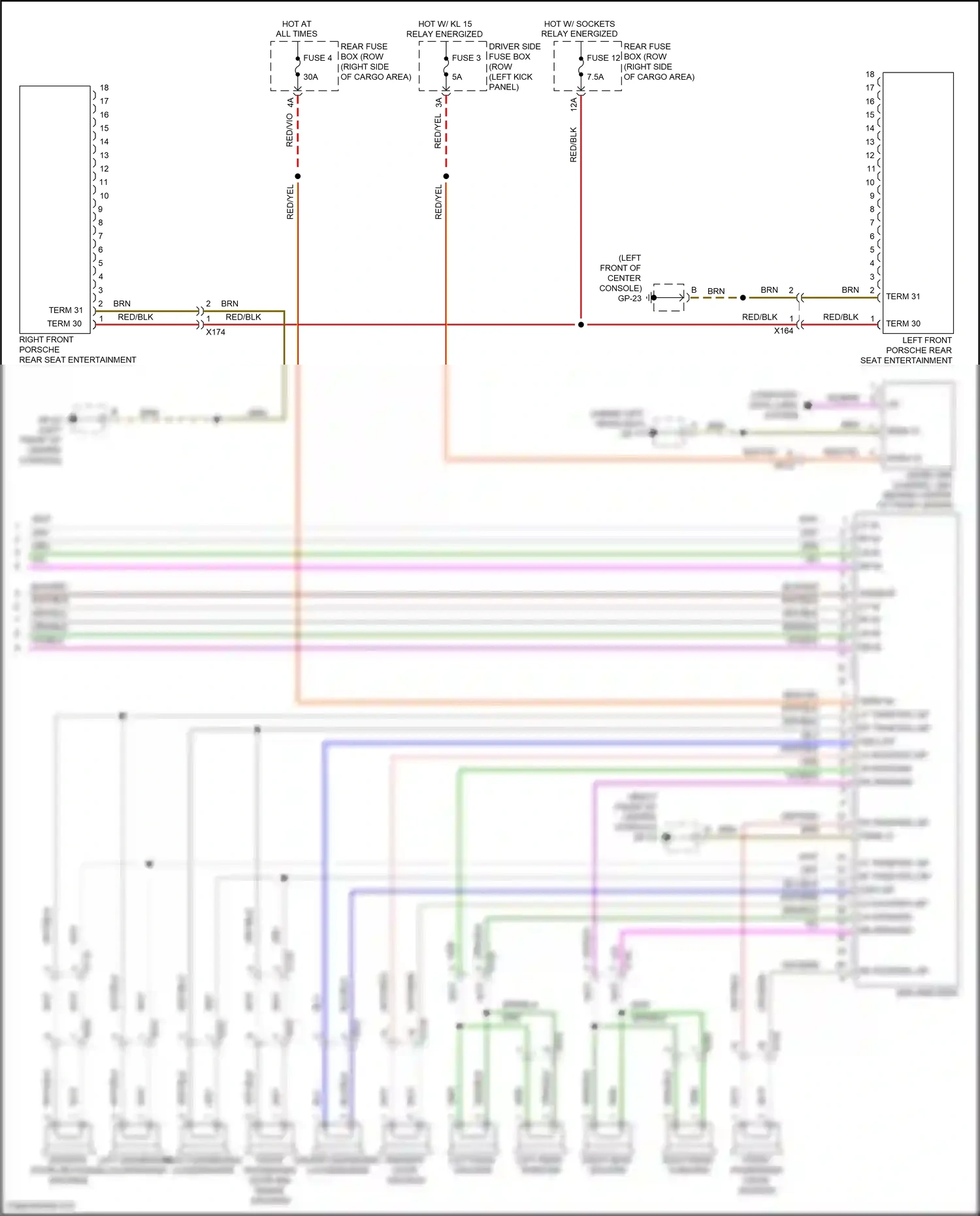 Wiring diagram left rear woofer for Porsche Macan I (2014-2019) (1 of 6)