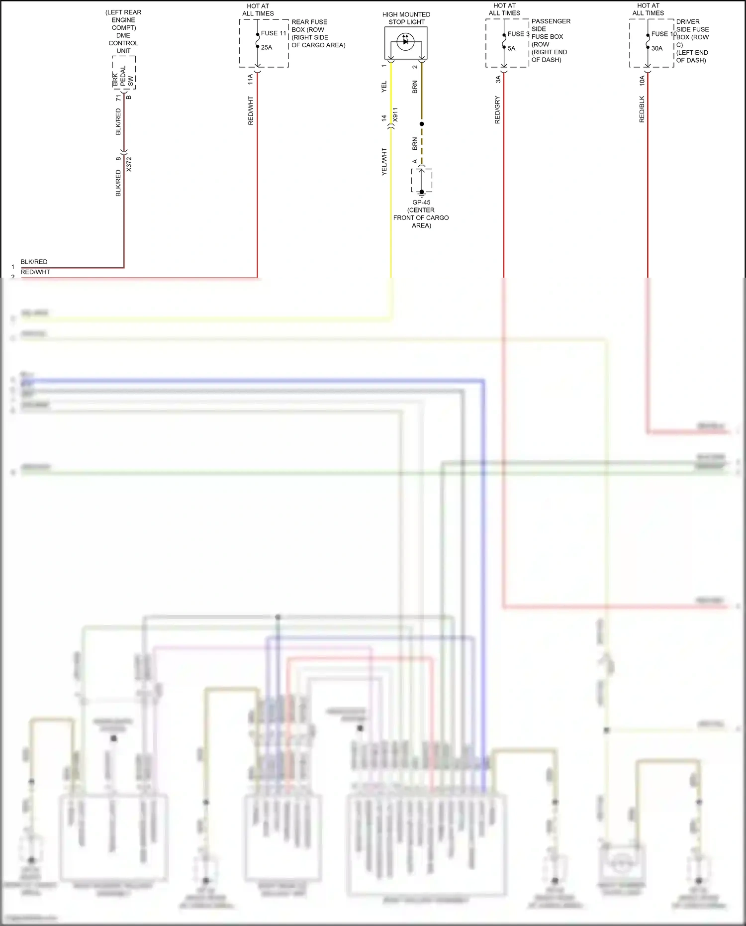 Wiring diagram side marker light for Porsche Macan I (2014-2019) (2 of 2)