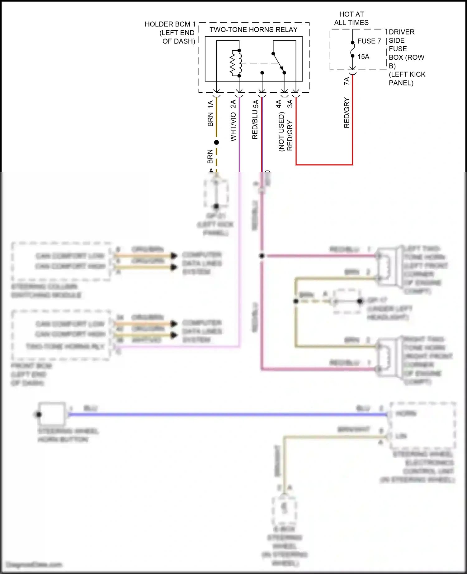 Wiring diagram steering wheel electronics control unit for Porsche Macan I (2014-2019) (3 of 3)