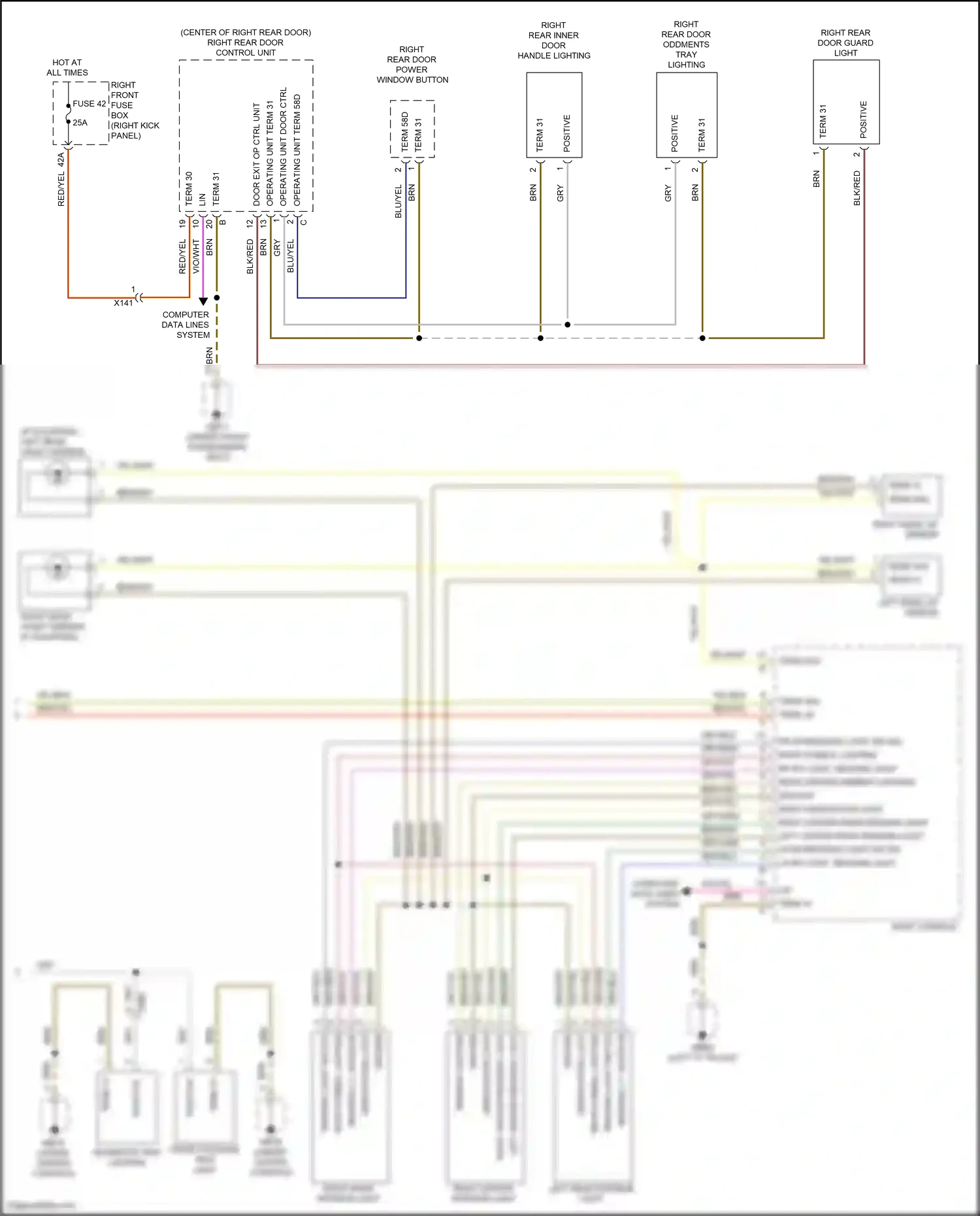 Wiring diagram left make-up mirror for Porsche Panamera 4 970 facelift (2013-2016) (1 of 1)