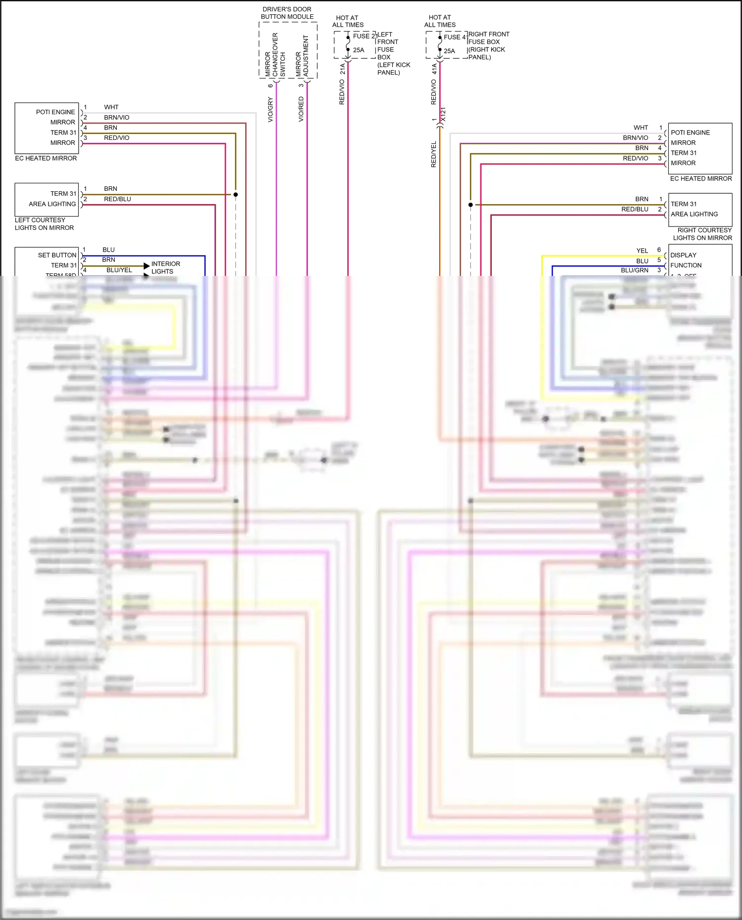 Wiring diagram mirrors status for Porsche Panamera 4 970 facelift (2013-2016) (1 of 1)