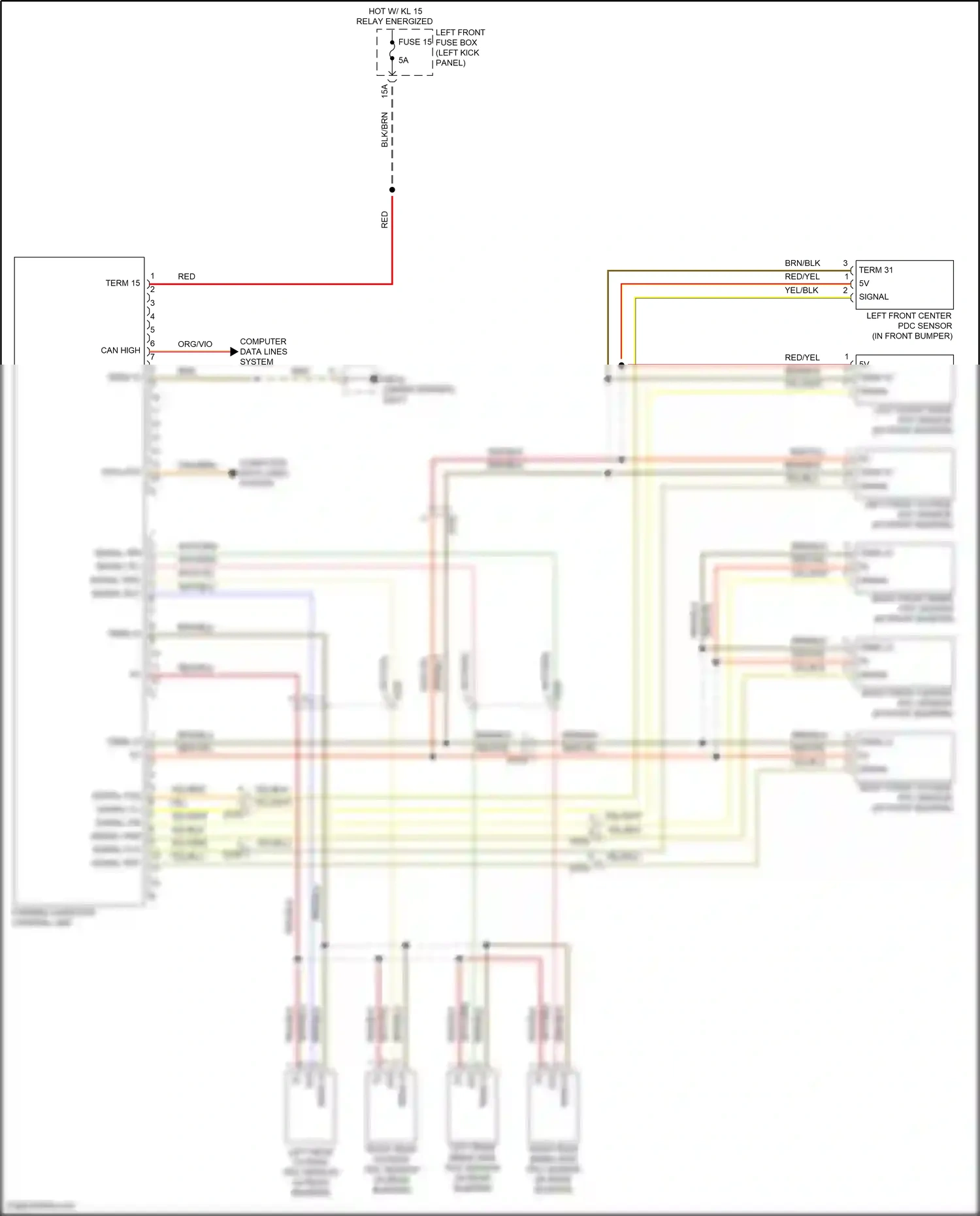 Wiring diagram right front center pdc sensor for Porsche Panamera 4 970 facelift (2013-2016) (1 of 1)