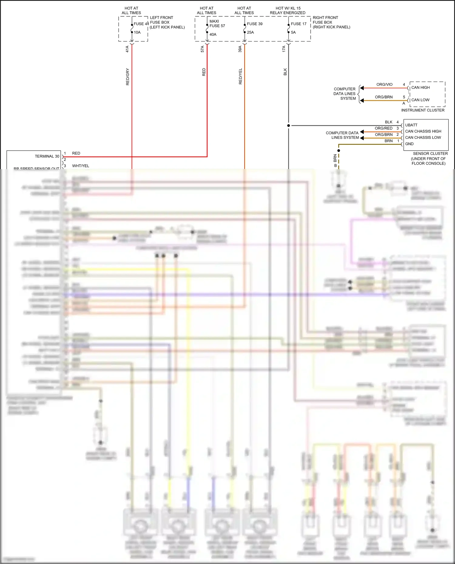 Wiring diagram rr wheel sensor for Porsche Panamera 4 970 facelift (2013-2016) (1 of 1)