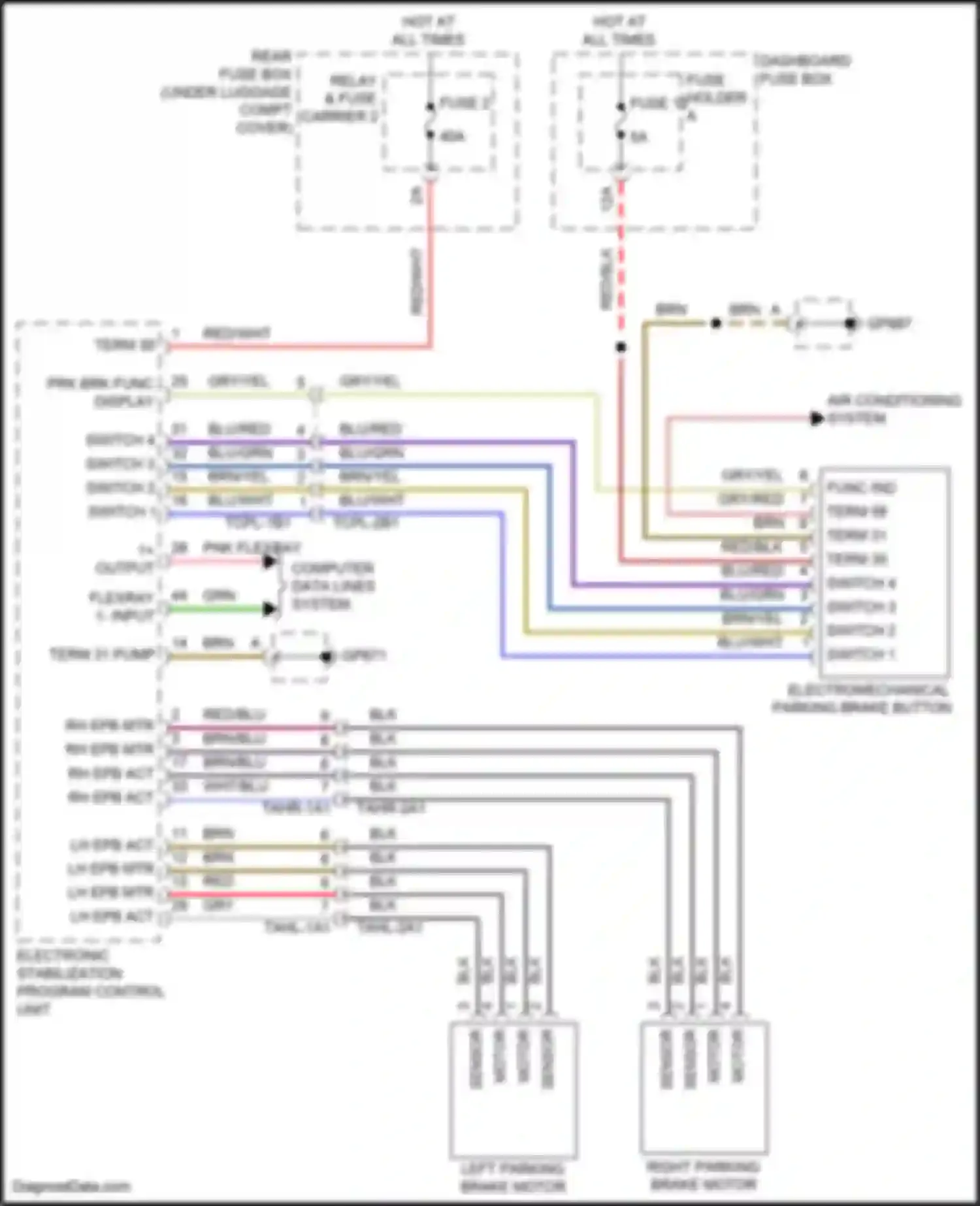 Panamera 4 Porsche 971 facelift (2020-2023): Electronic parking brake circuit