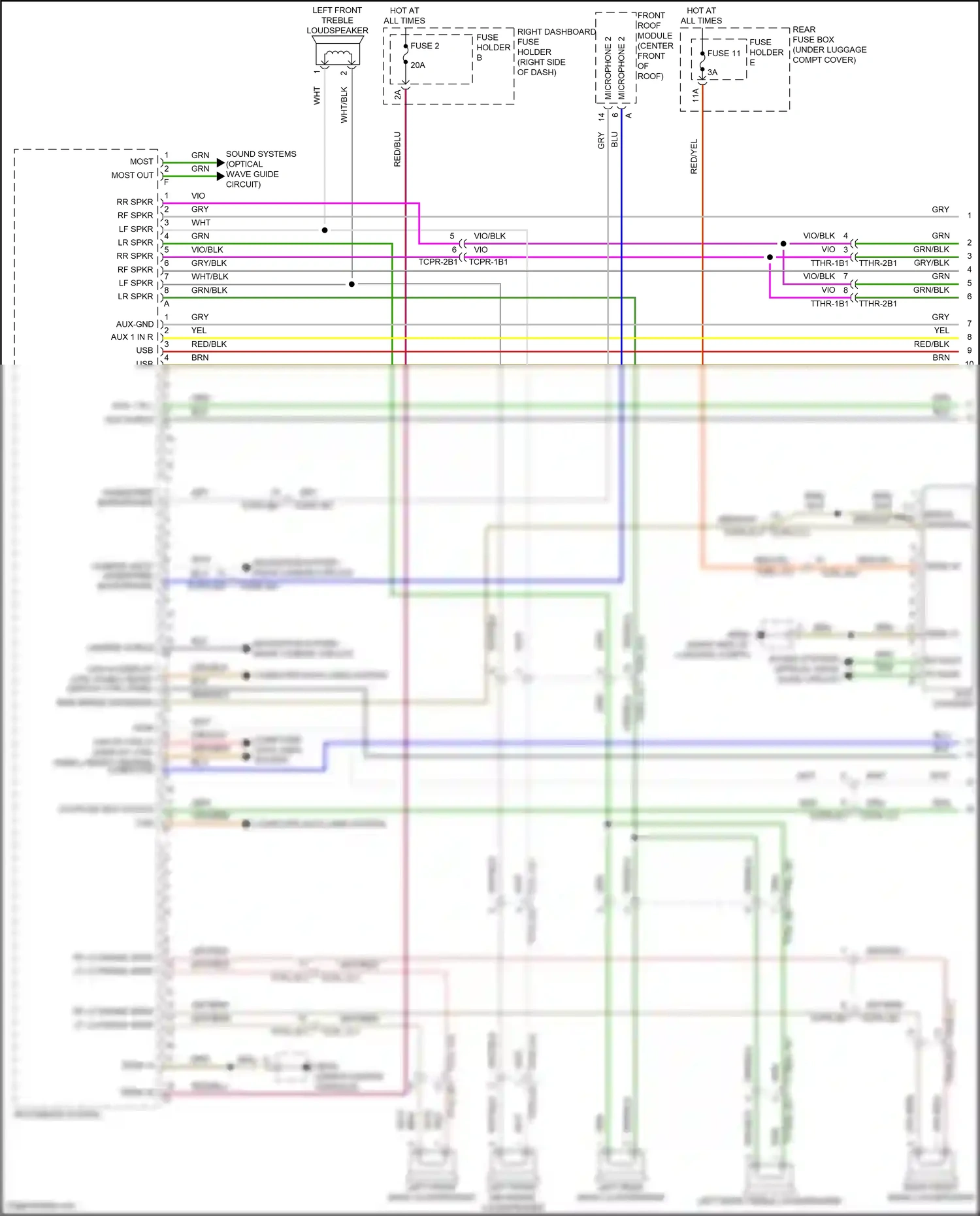 Wiring diagram left front mid-range loudspeaker for Porsche Panamera 4 971 facelift (2020-2023) (1 of 6)