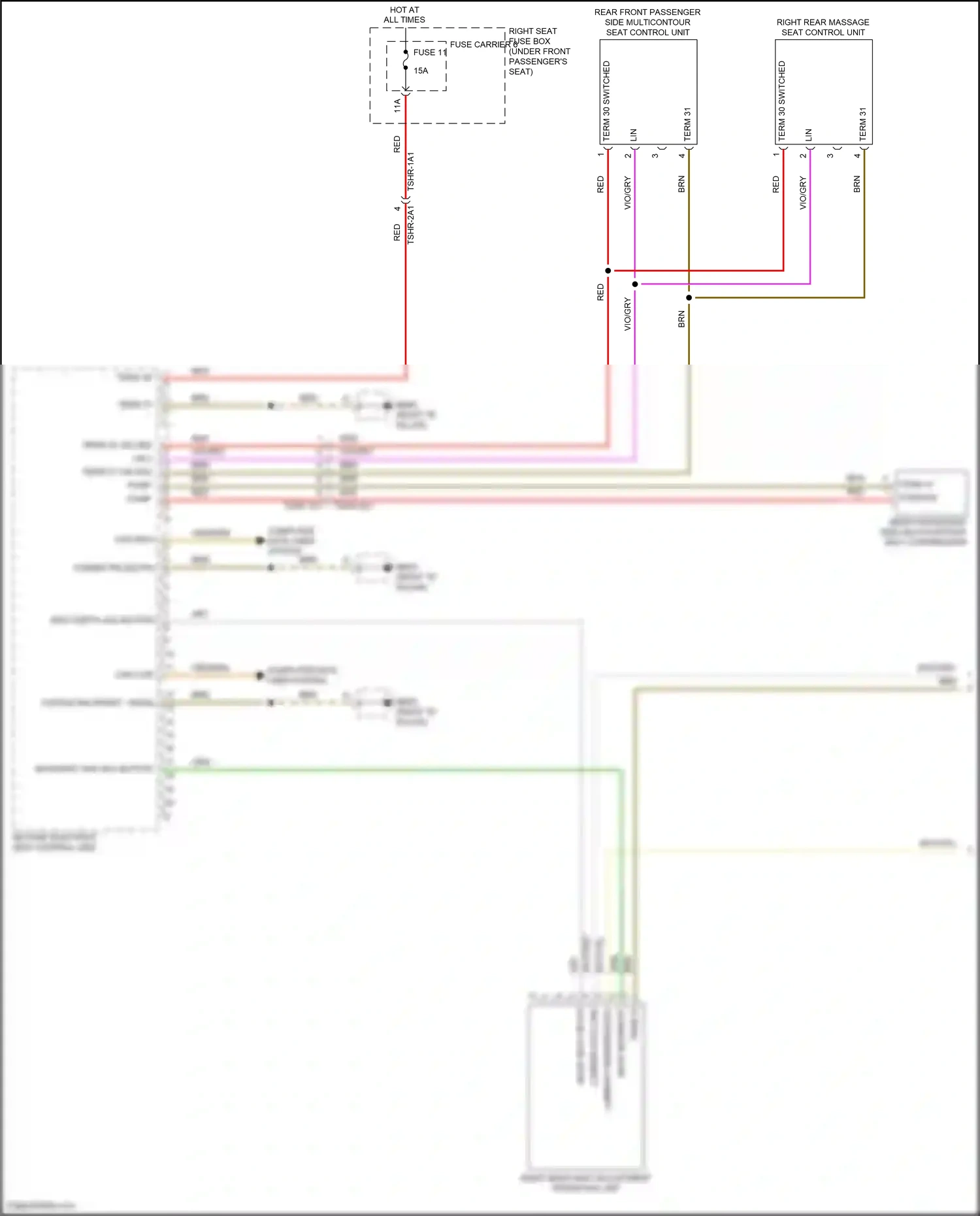 Wiring diagram backrest ang adj button for Porsche Panamera 4 971 (2016-2020) (2 of 4)