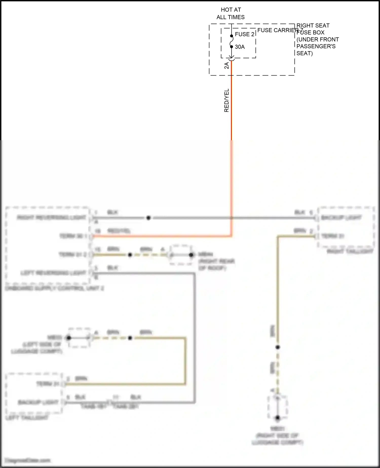 Wiring diagram backup light for Porsche Panamera 4 971 (2016-2020) (1 of 3)
