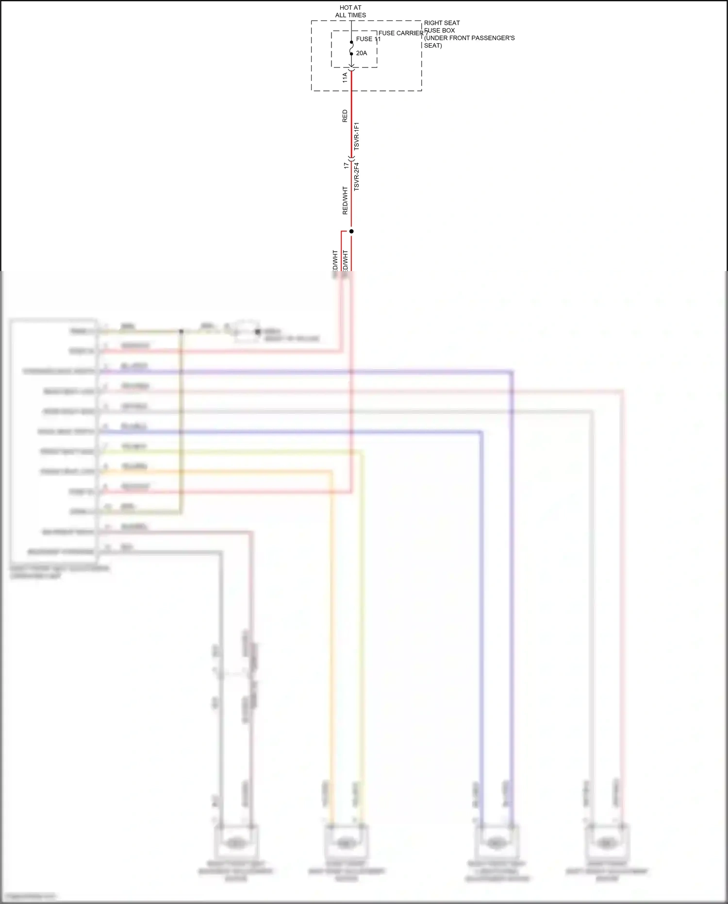 Wiring diagram forward seat depth for Porsche Panamera 4 971 (2016-2020) (1 of 2)