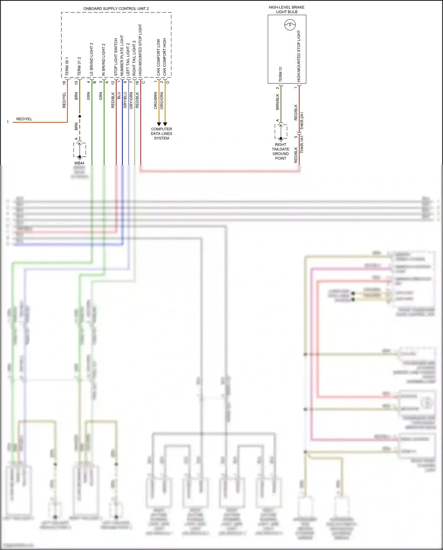 Wiring diagram left tail light 2 for Porsche Panamera 4 971 (2016-2020) (2 of 3)