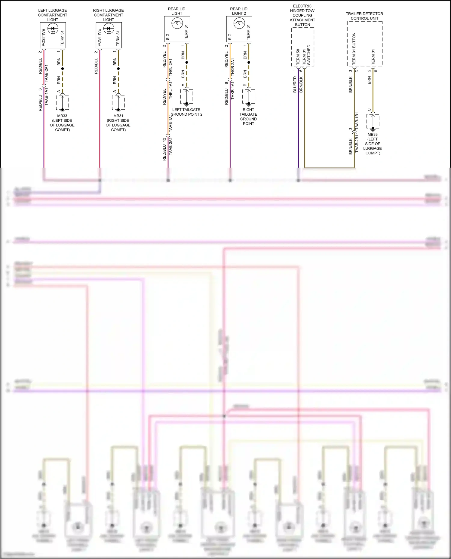 Wiring diagram left tailgate ground point 2 for Porsche Panamera 4 971 (2016-2020) (5 of 6)