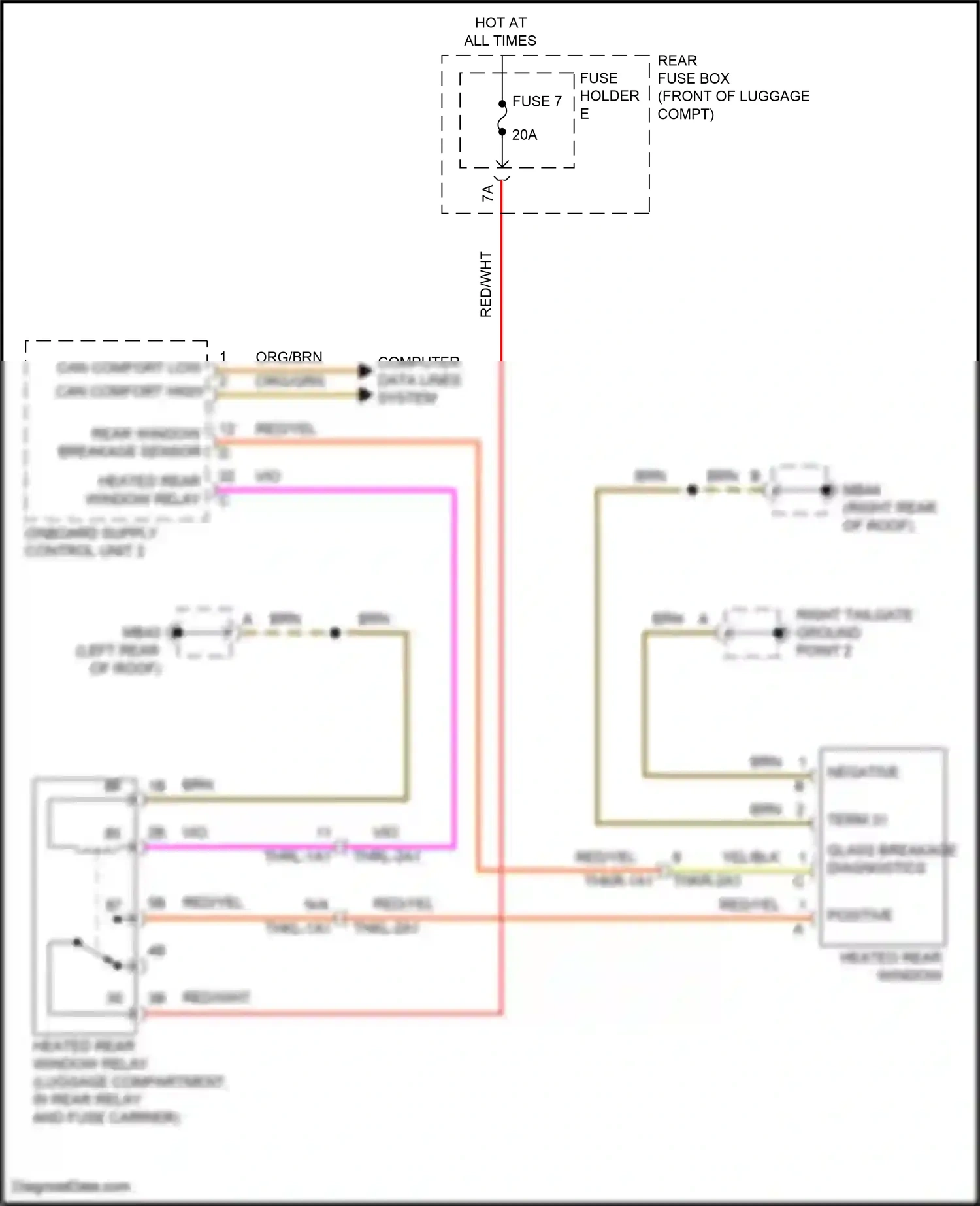 Wiring diagram rear window breakage sensor for Porsche Panamera 4 971 (2016-2020) (1 of 1)