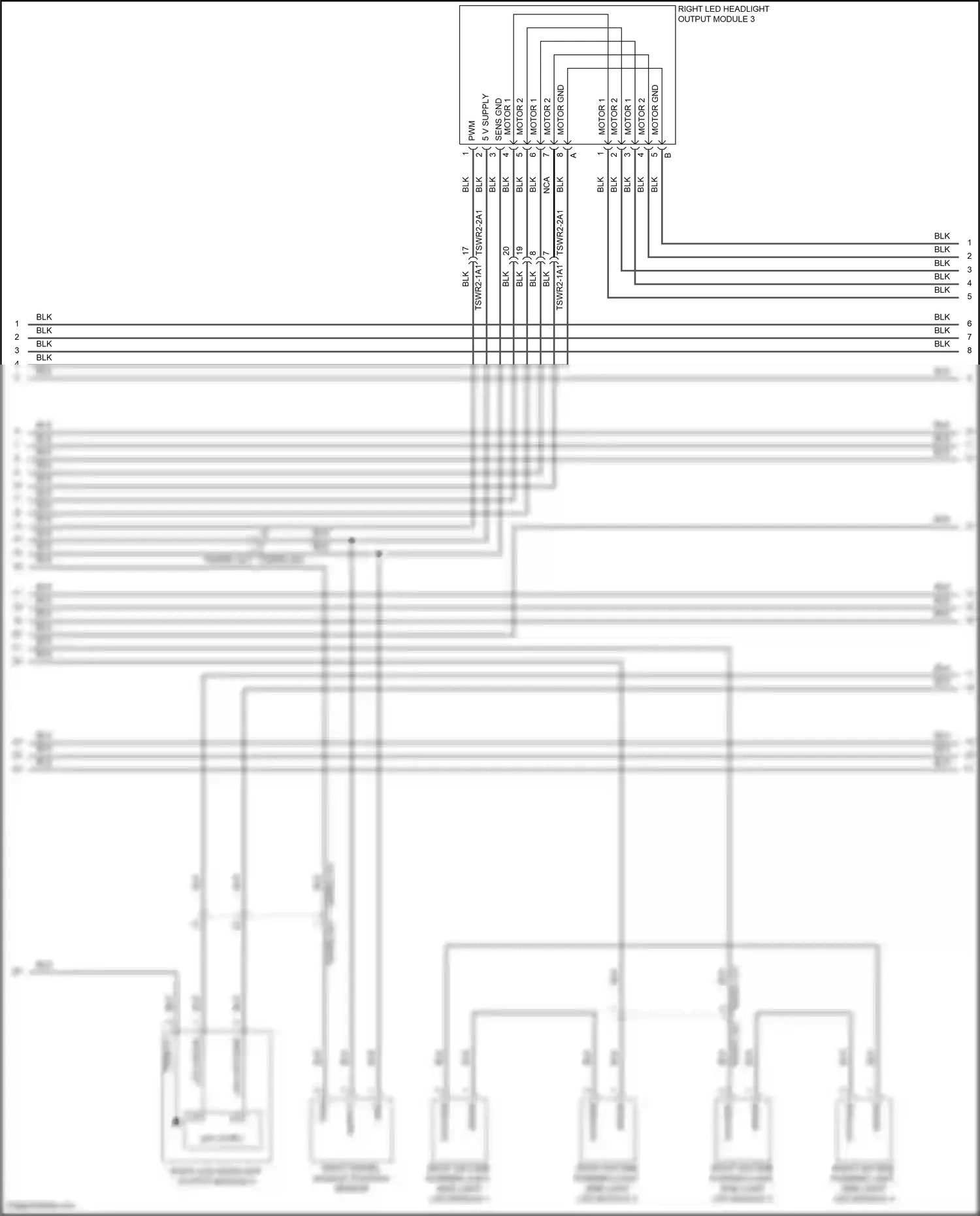 Wiring diagram right daytime running light, side light led module 2 for Porsche Panamera 4 971 (2016-2020) (2 of 2)