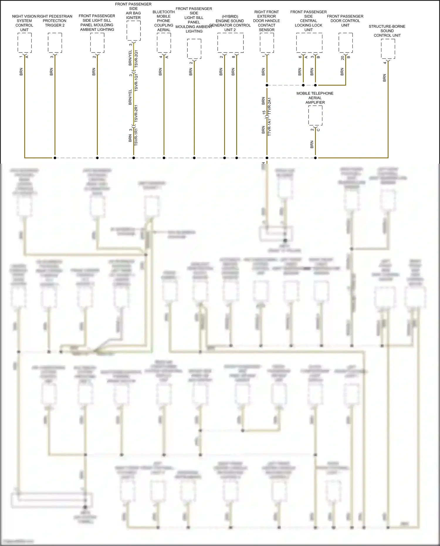 Wiring diagram right front chest vent temperature sensor for Porsche Panamera 4 971 (2016-2020) (2 of 2)