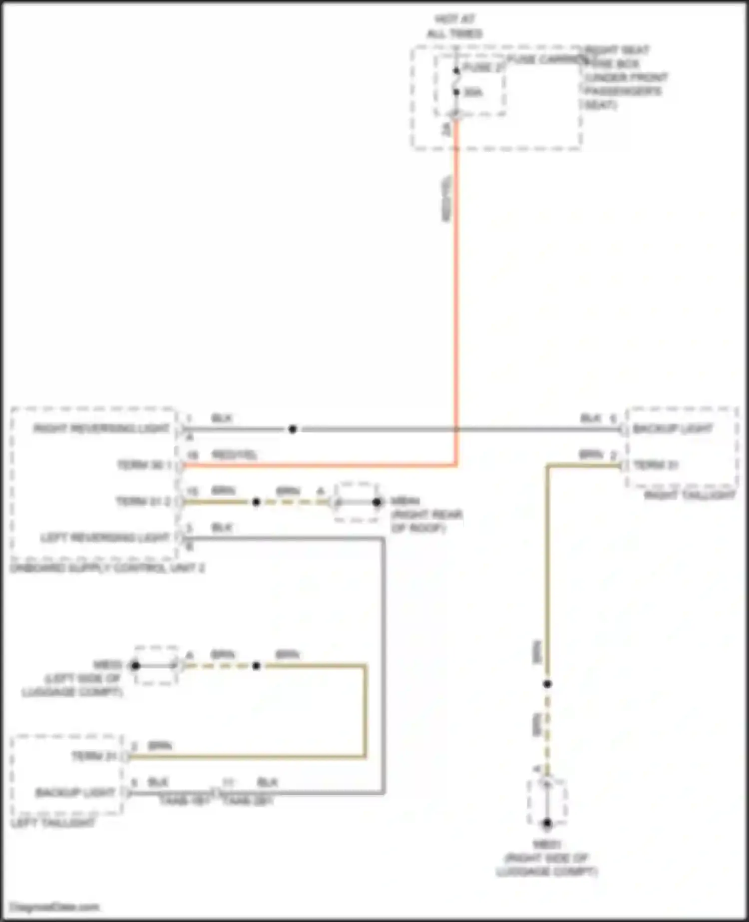 Wiring diagram backup light for Porsche Panamera 4S 971 (2016-2020) (1 of 3)