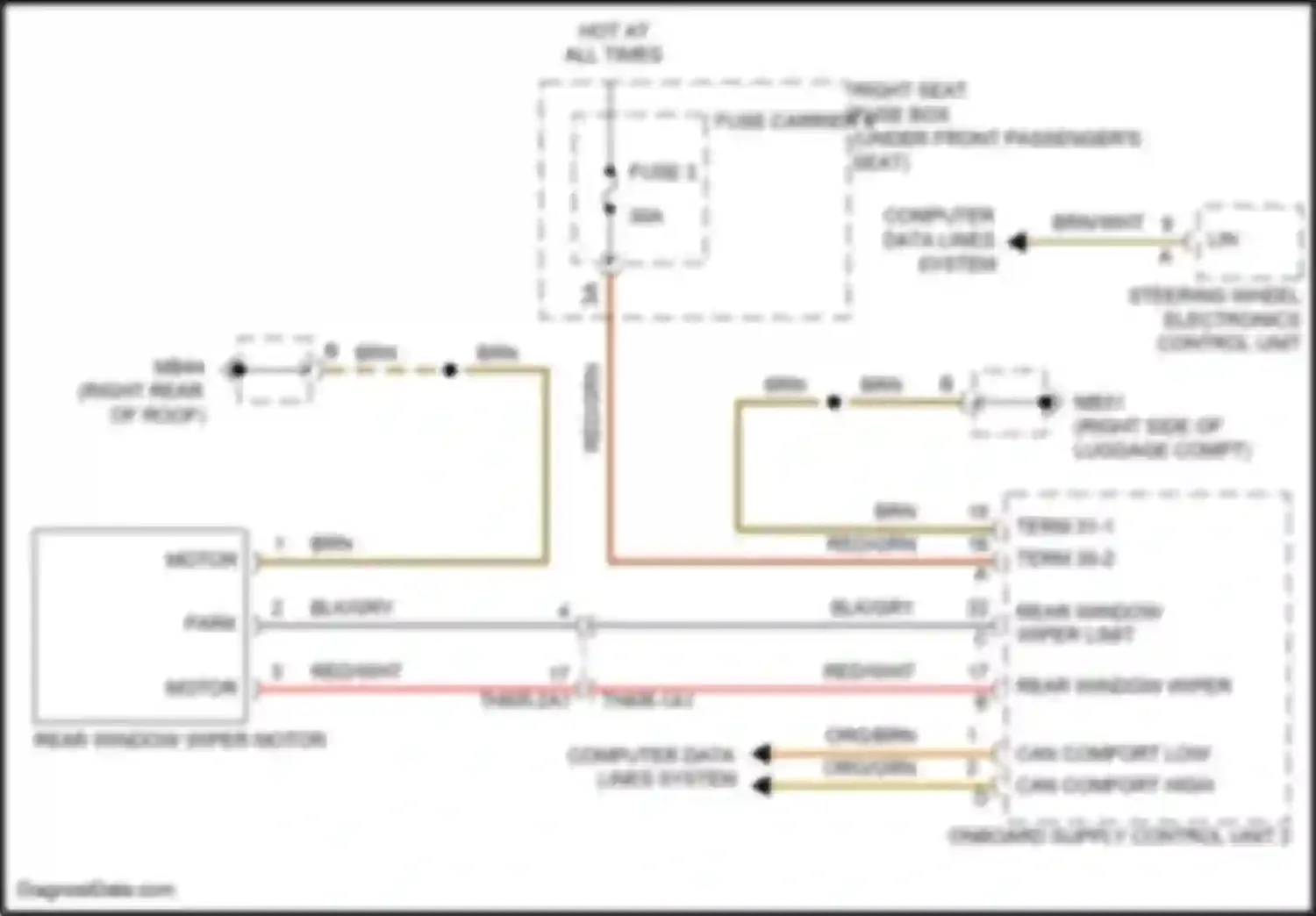 Wiring diagram steering wheel electronics control unit for Porsche Panamera 4S 971 (2016-2020) (3 of 3)