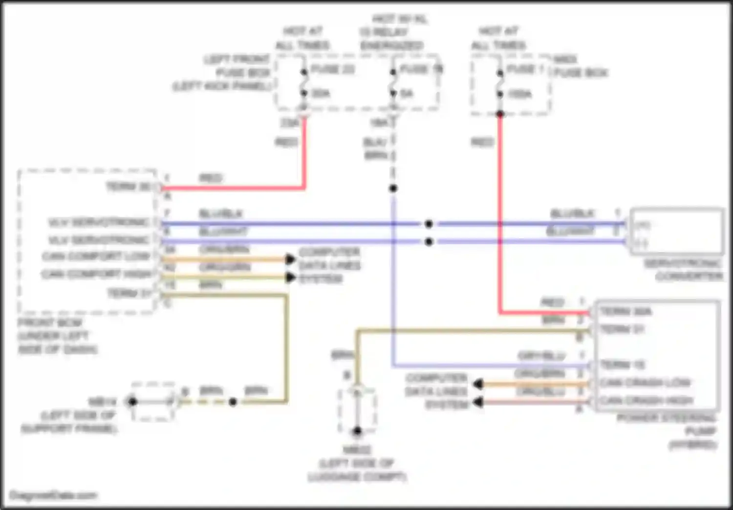 Panamera GTS Porsche 970 facelift (2013-2016): Electronic power steering circuit