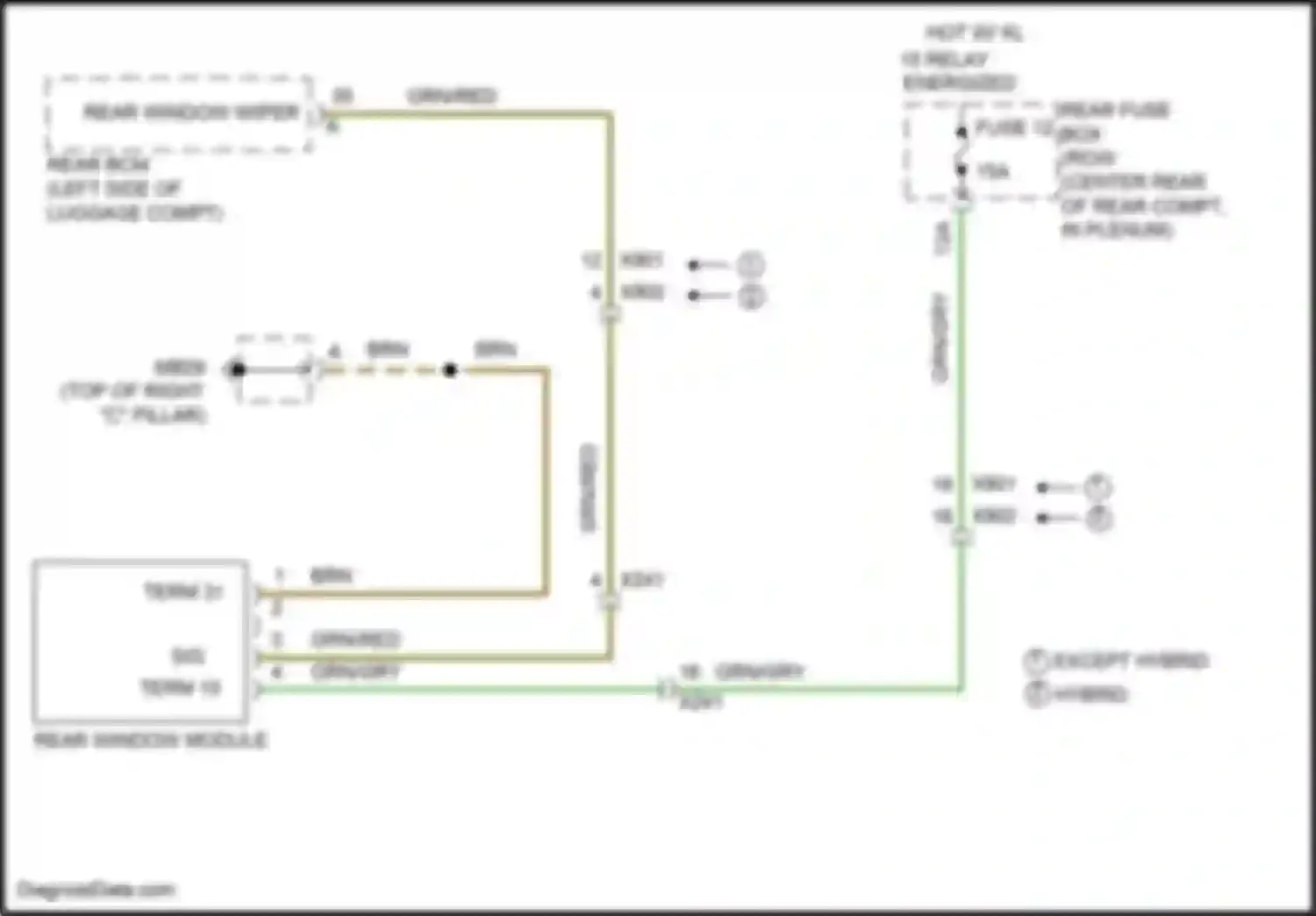 Wiring diagram rear window module for Porsche Panamera GTS 970 facelift (2013-2016) (3 of 3)